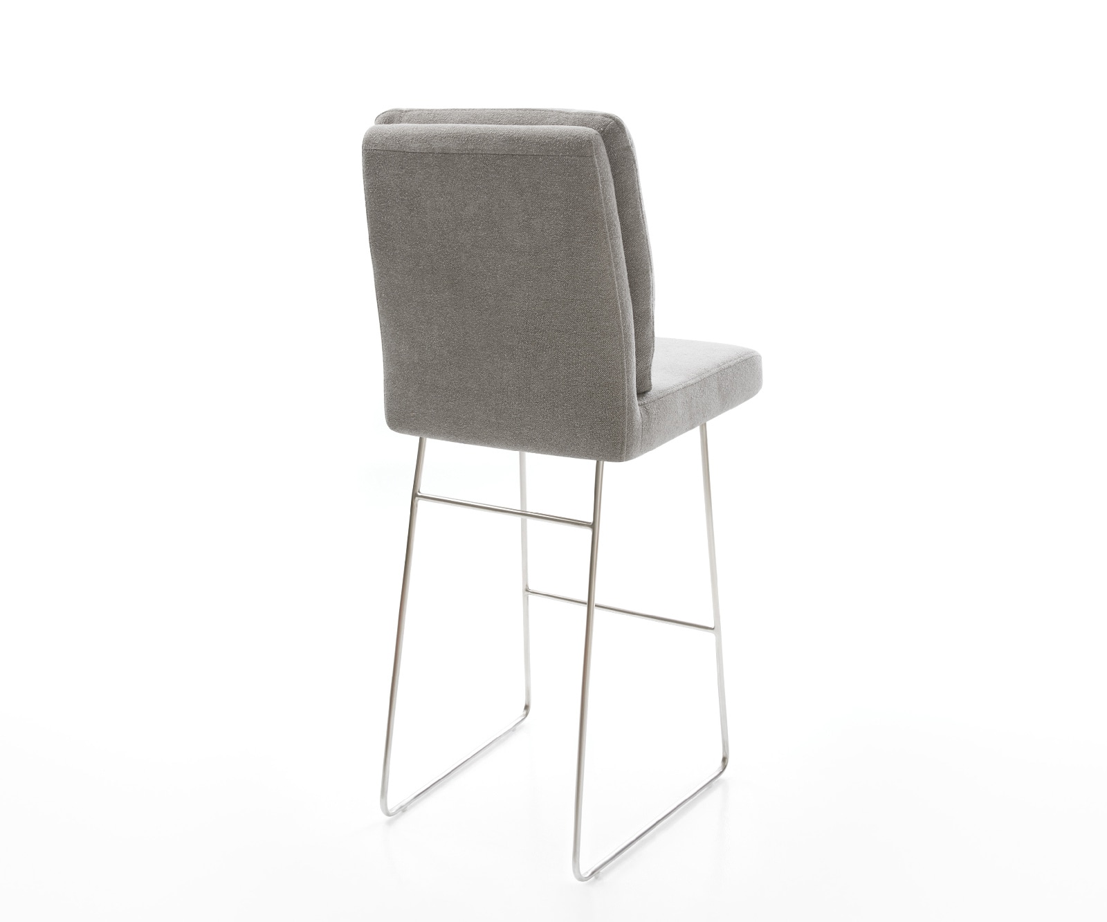 Barstuhl Pela-Flex Strukturstoff Soft Grau Kufengestell Edelstahl Silberfarben 4