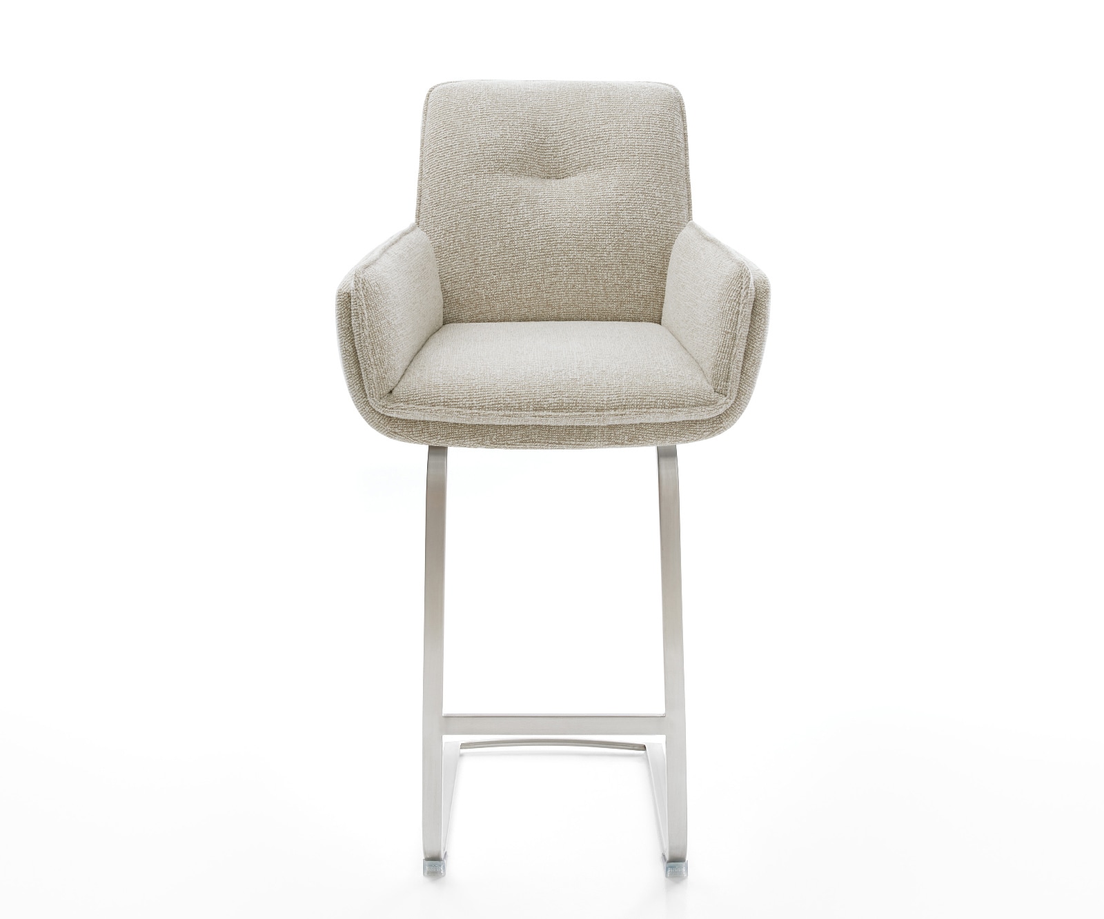 Barstuhl Nela-Flex Webstoff Soft Beige Freischwinger Flach Edelstahl Silberfarben 2