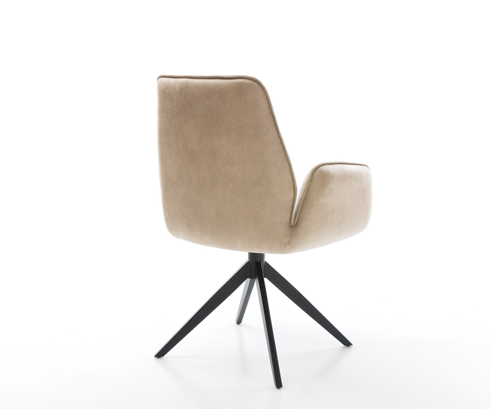 Drehstuhl Zoa-Flex Mikrofaser Beige Vintage Kreuzgestell breit Schwarz 360° drehbar Wippfunktion Taschenfederkern 6