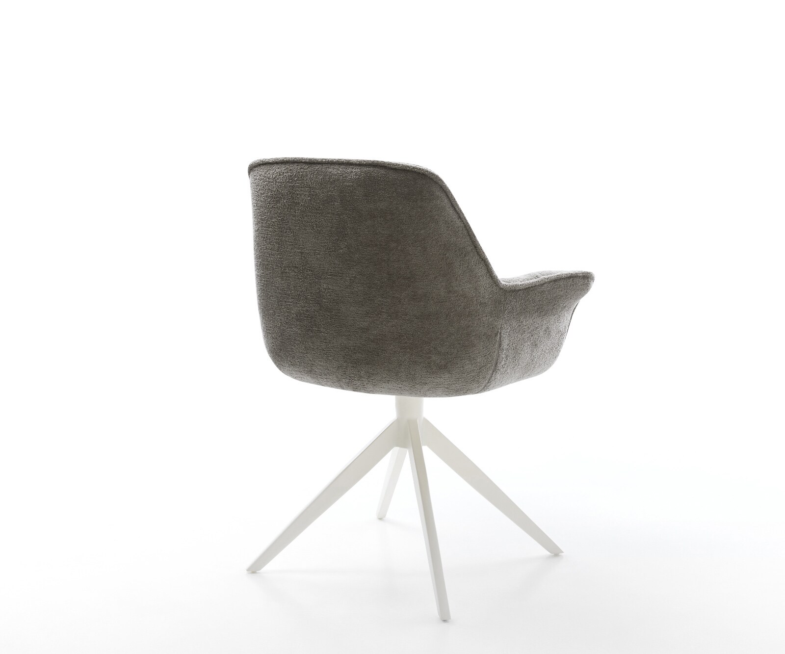 Drehstuhl Kaira-Flex Bouclé Soft Schlamm Kreuzgestell breit Weiß 360° drehbar Wippfunktion 4
