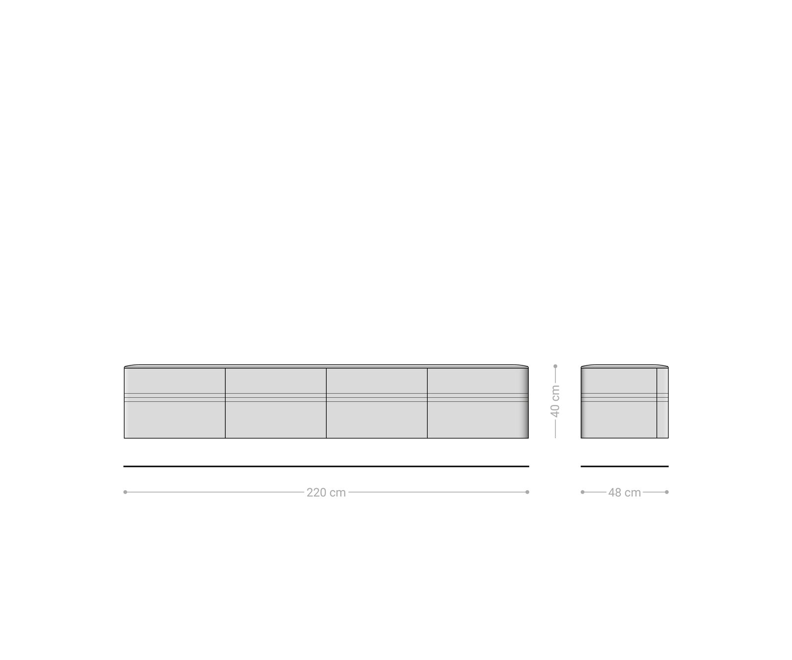 Lowboard Nagaru 220 cm Akazie Aura 4 Türen schwebend 9