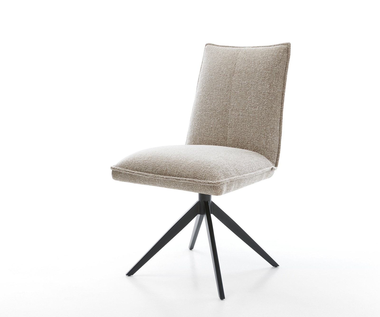 Drehstuhl Lelio-Flex Webstoff Soft Beige Kreuzgestell breit Schwarz 360° drehbar Wippfunktion Taschenfederkern 1