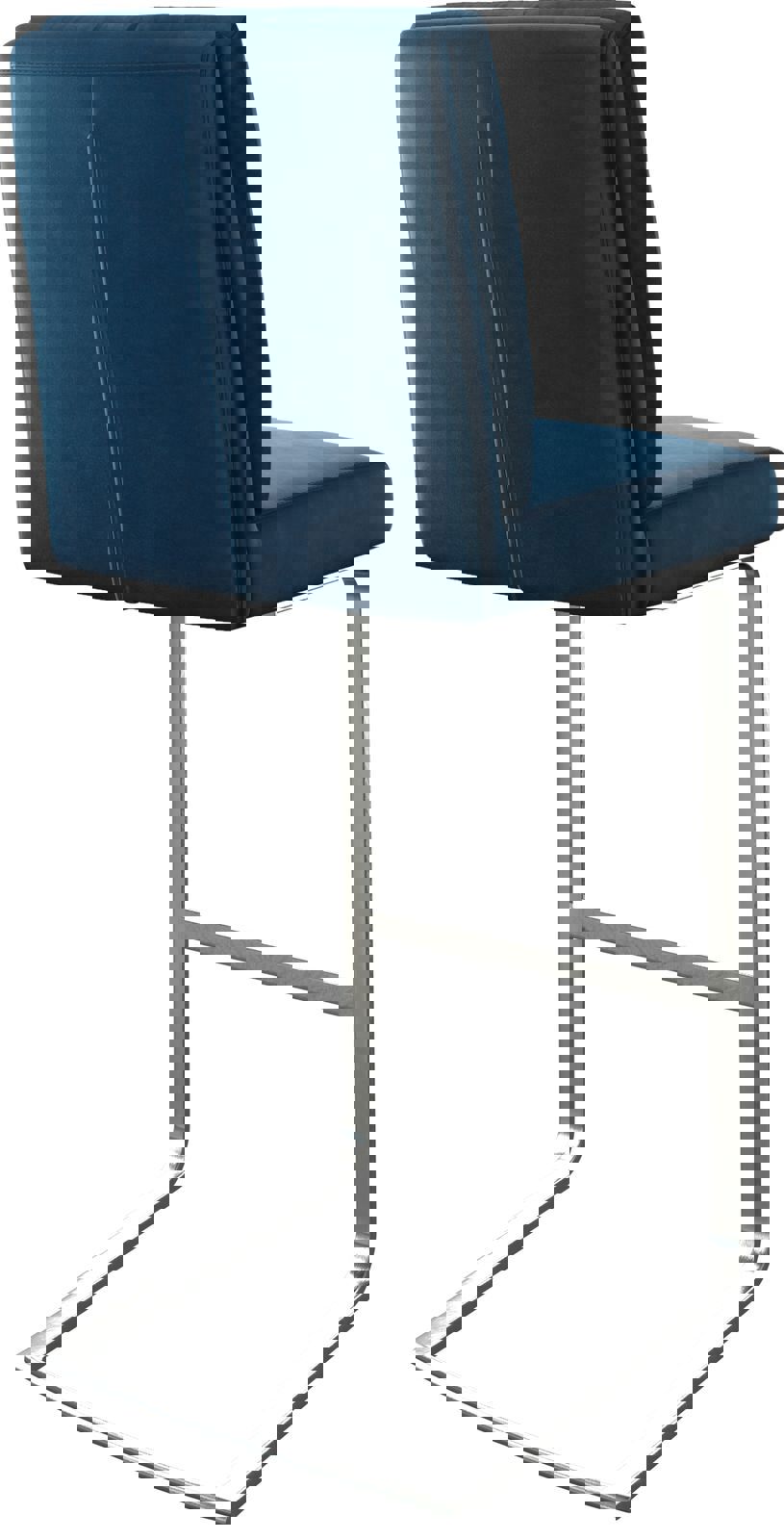 Barstuhl Pela-Flex Samt Blau Freischwinger flach Edelstahl 4