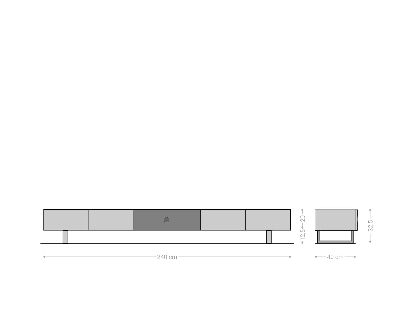 Lowboard New Live-Edge 240 cm Akazie Natur 4 Türen 1 Fach Kufe Edelstahl gebürstet 6