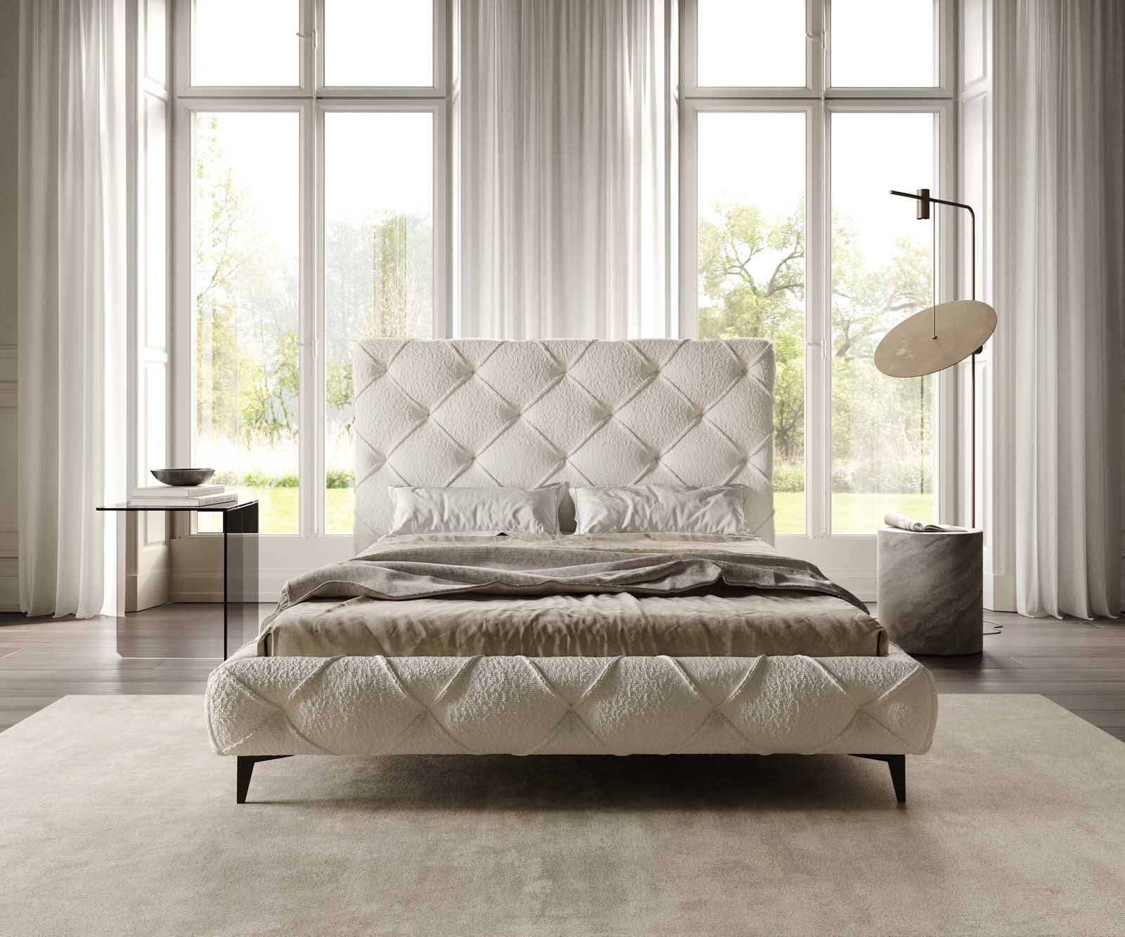 Polsterbettgestell Nayara 140x200 cm Bouclé Creme-Weiß 2 Polsterbettgestell Nayara 140x200 cm Bouclé Creme-Weiß 2