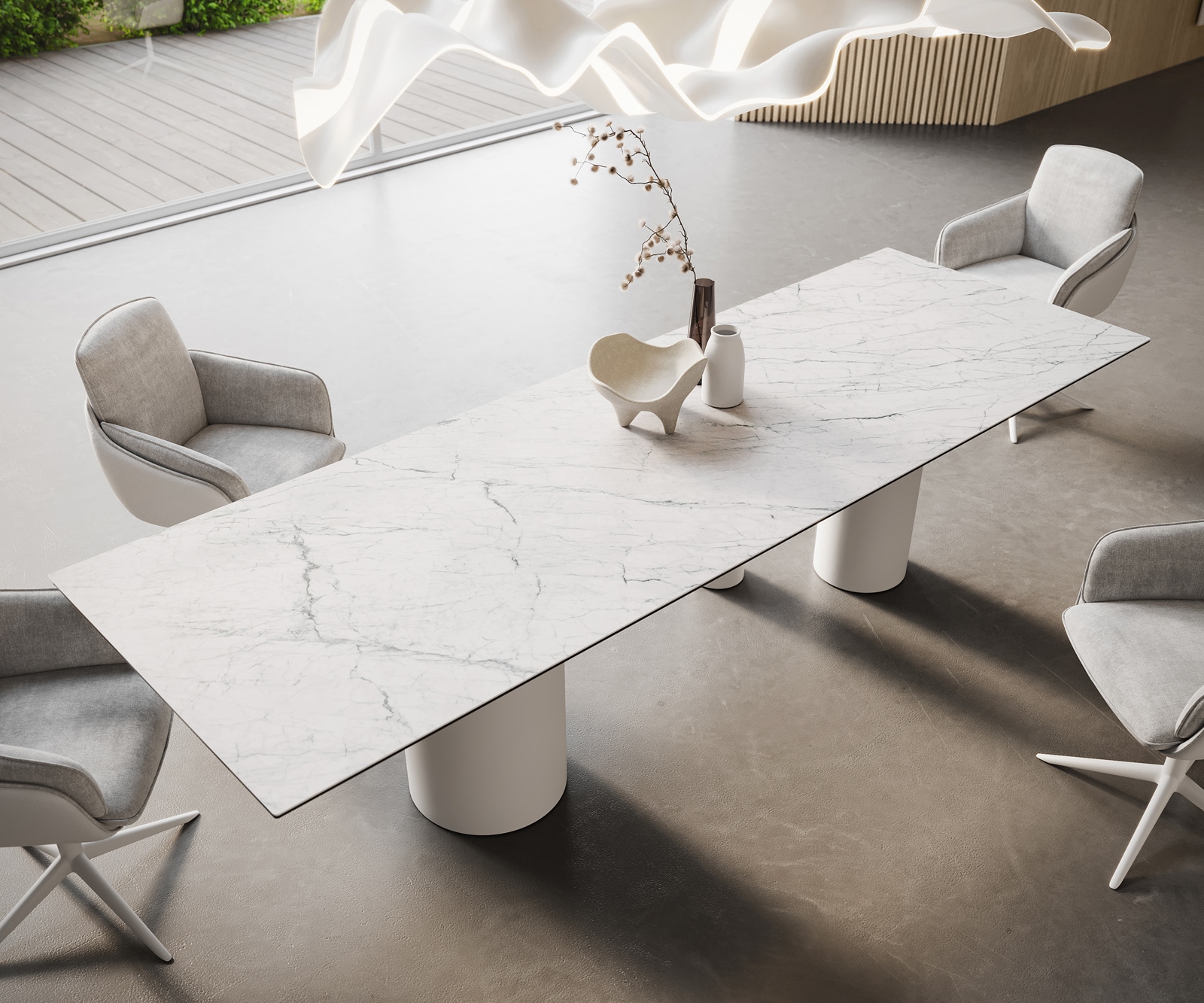 Esstisch Edge 300x100 Keramik Laminam®Statuarietto Weiß Troa Metall Weiß 1 Esstisch Edge 300x100 Keramik Laminam®Statuarietto Weiß Troa Metall Weiß 1