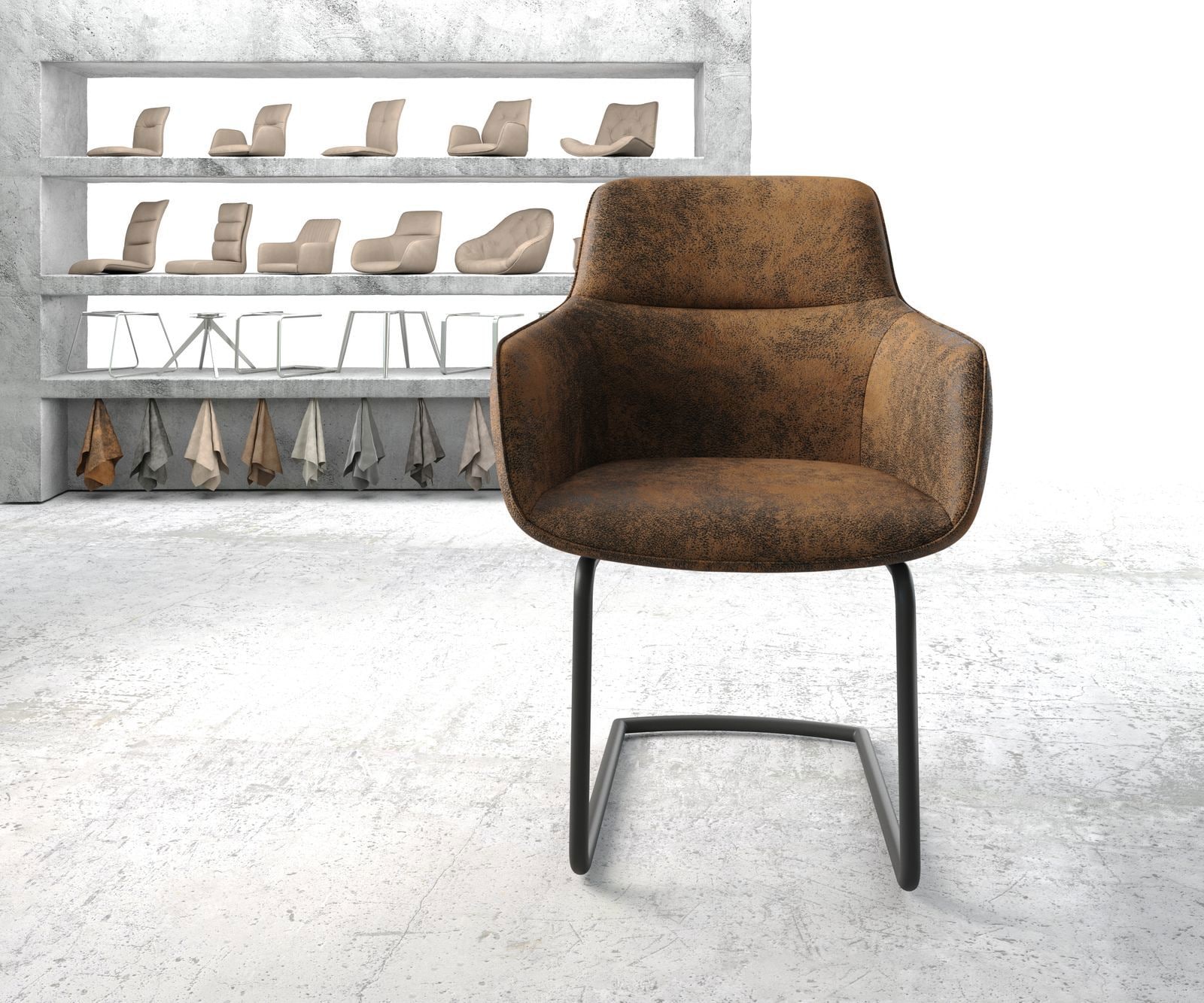 Schwingstuhl Pejo-Flex Braun Antik Freischwinger rund Schwarz 1 Schwingstuhl Pejo-Flex Braun Antik Freischwinger rund Schwarz 1