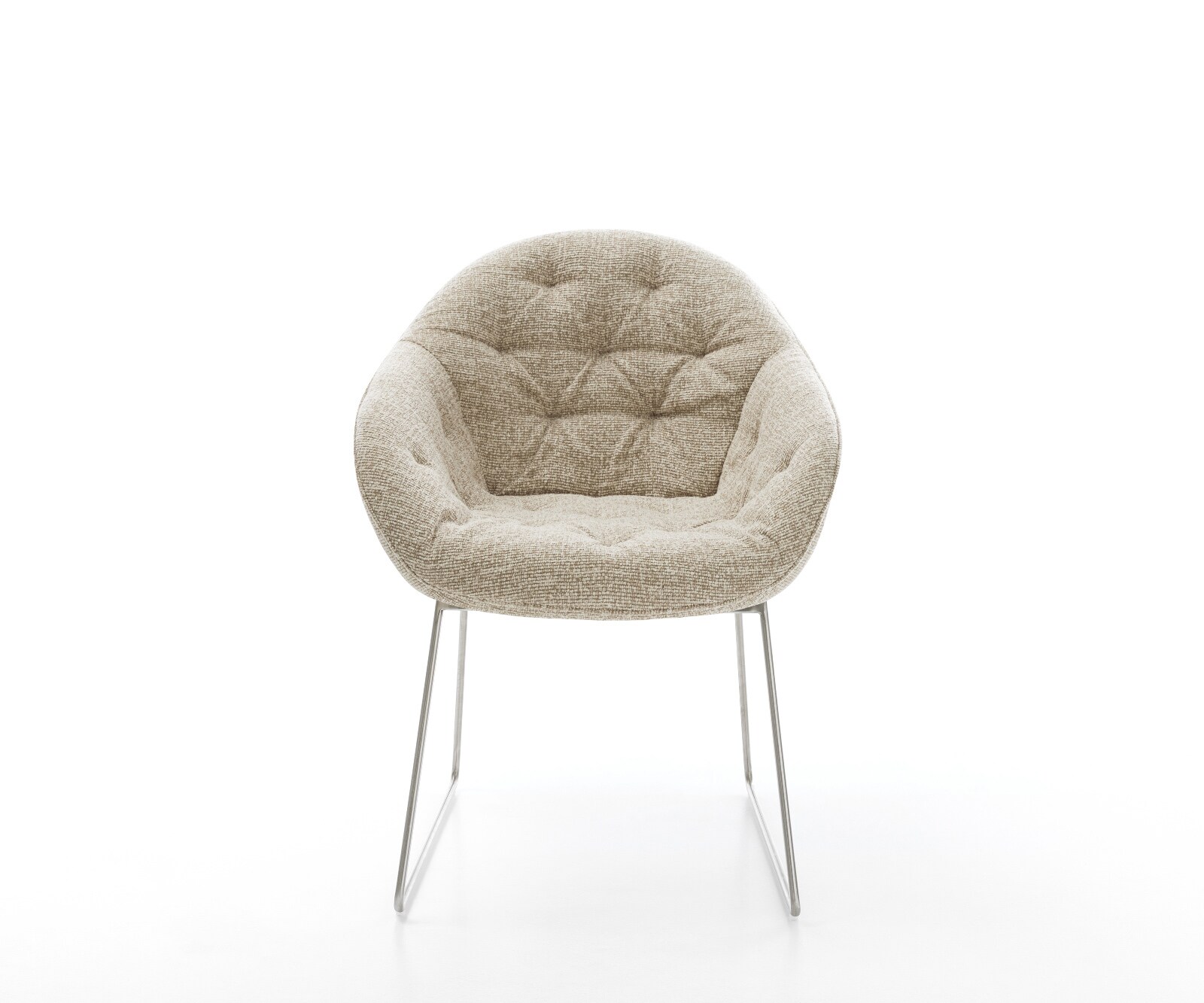 Esszimmerstuhl Gaio-Flex Webstoff Soft Beige Kufengestell Edelstahl 1