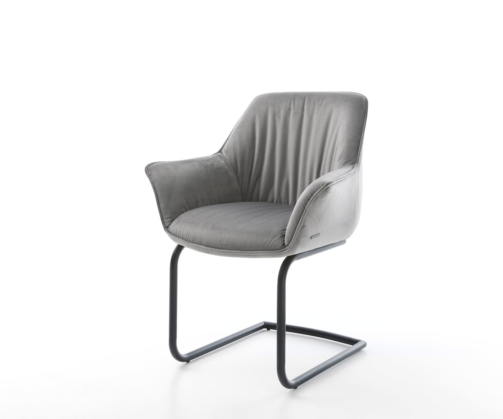 Freischwinger Keila-Flex mit Armlehnen Samt Grau Freischwinger rund Schwarz Freischwinger Keila-Flex mit Armlehnen Samt Grau Freischwinger rund Schwarz