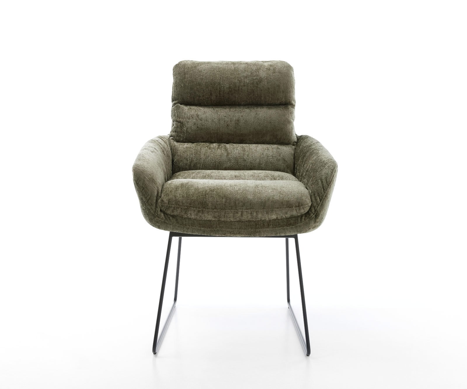 Esszimmerstuhl Abelia-Flex mit Armlehnen Chenille Olive Kufengestell Schwarz 1 Esszimmerstuhl Abelia-Flex mit Armlehnen Chenille Olive Kufengestell Schwarz 1
