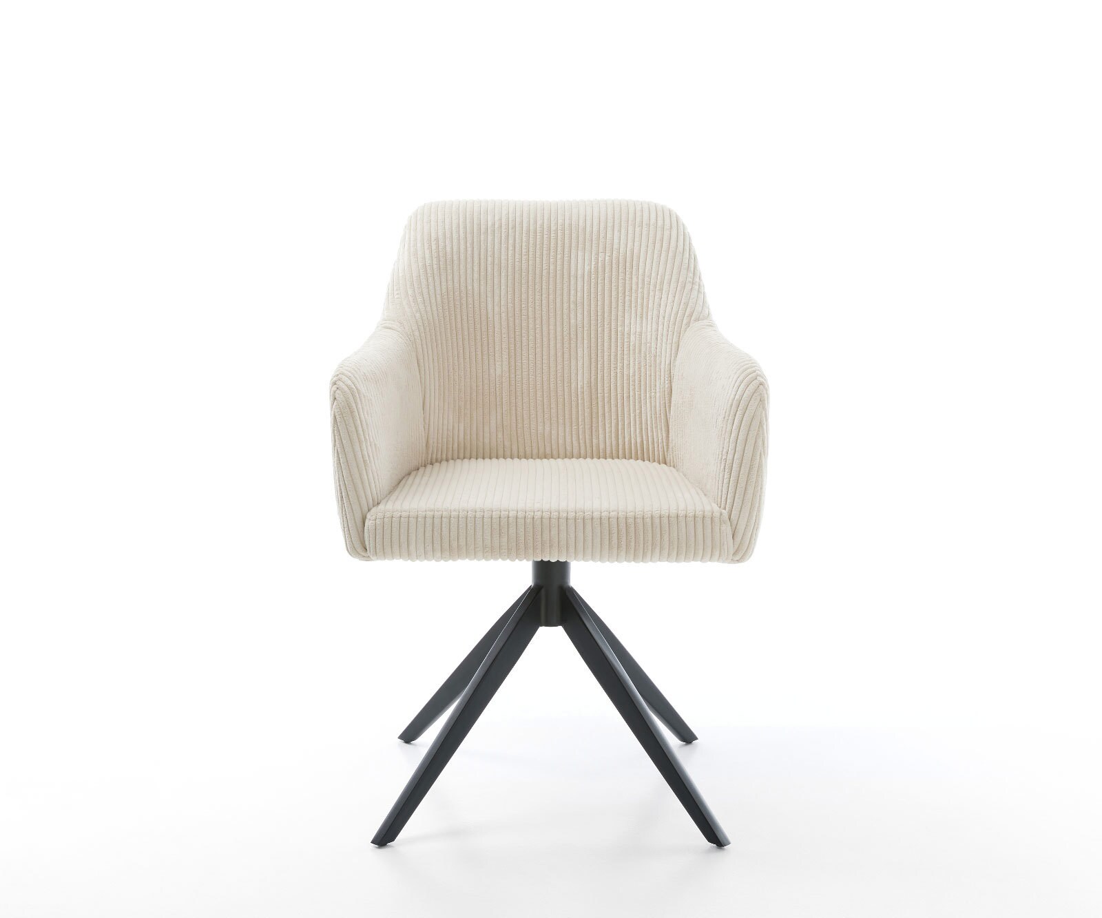 Drehstuhl Greg-Flex Cord Beige Kreuzgestell breit Schwarz 360° drehbar Wippfunktion Taschenfederkern 1