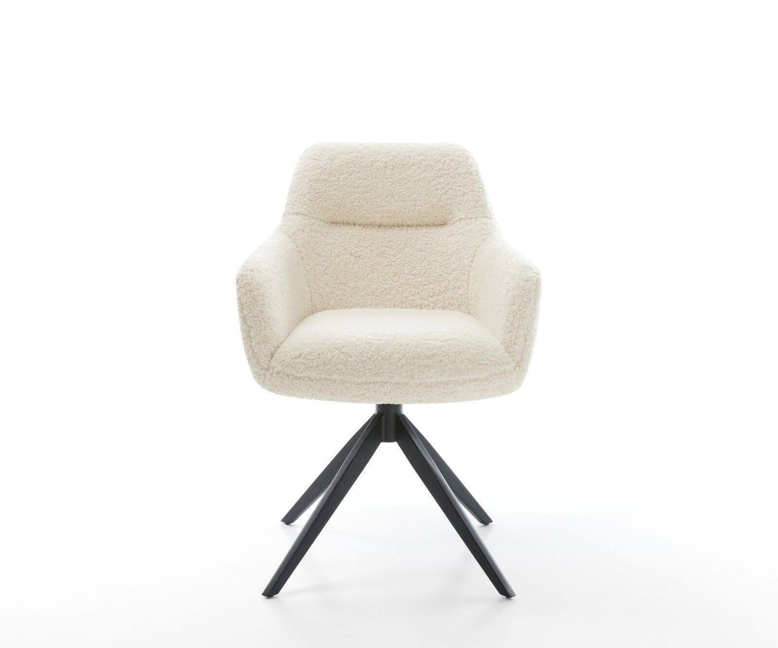 Drehstuhl Pejo-Flex Teddystoff Beige Kreuzgestell breit Schwarz 360° drehbar Wippfunktion Taschenfederkern 1