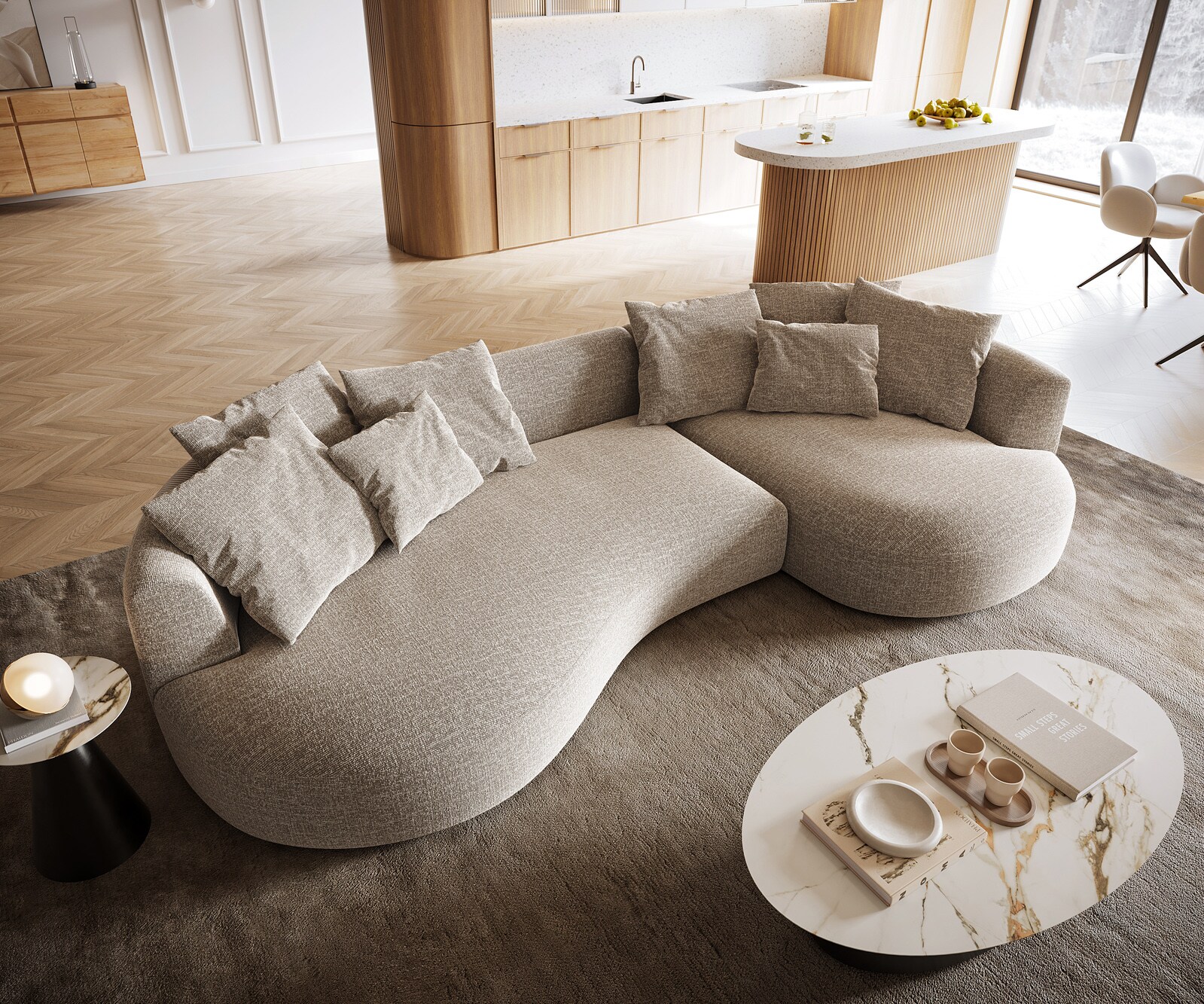 Big-Sofa Edina 330x170 cm Webstoff Soft Beige 3