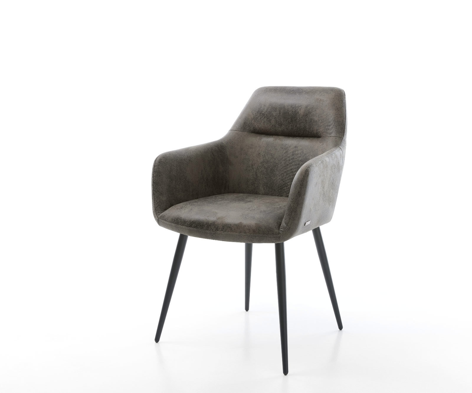 Esszimmerstuhl Pejo-Flex Mikrofaser Grau Antik 4-Fuß konisch Schwarz Taschenfederkern 1