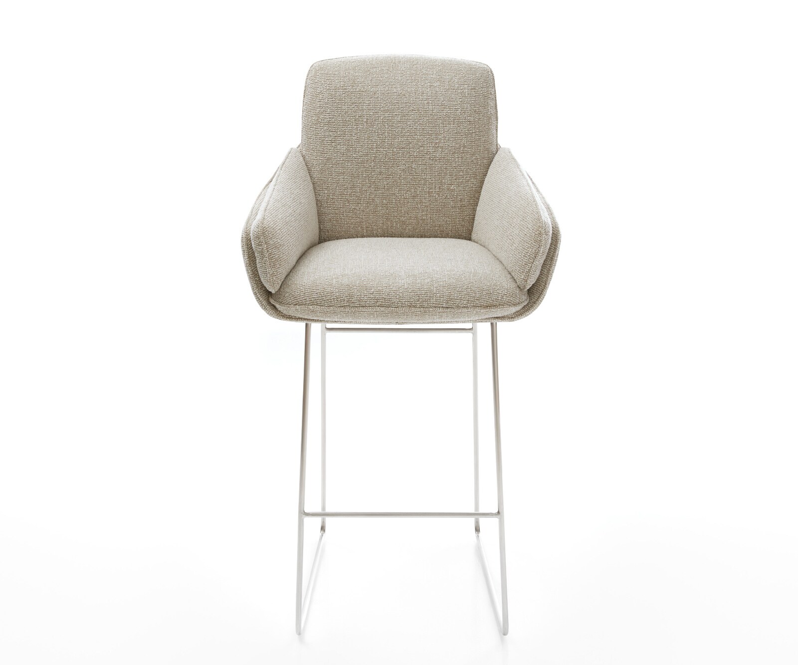 Barstuhl Luan-Flex Webstoff Soft Beige Kufengestell Edelstahl Silberfarben 2