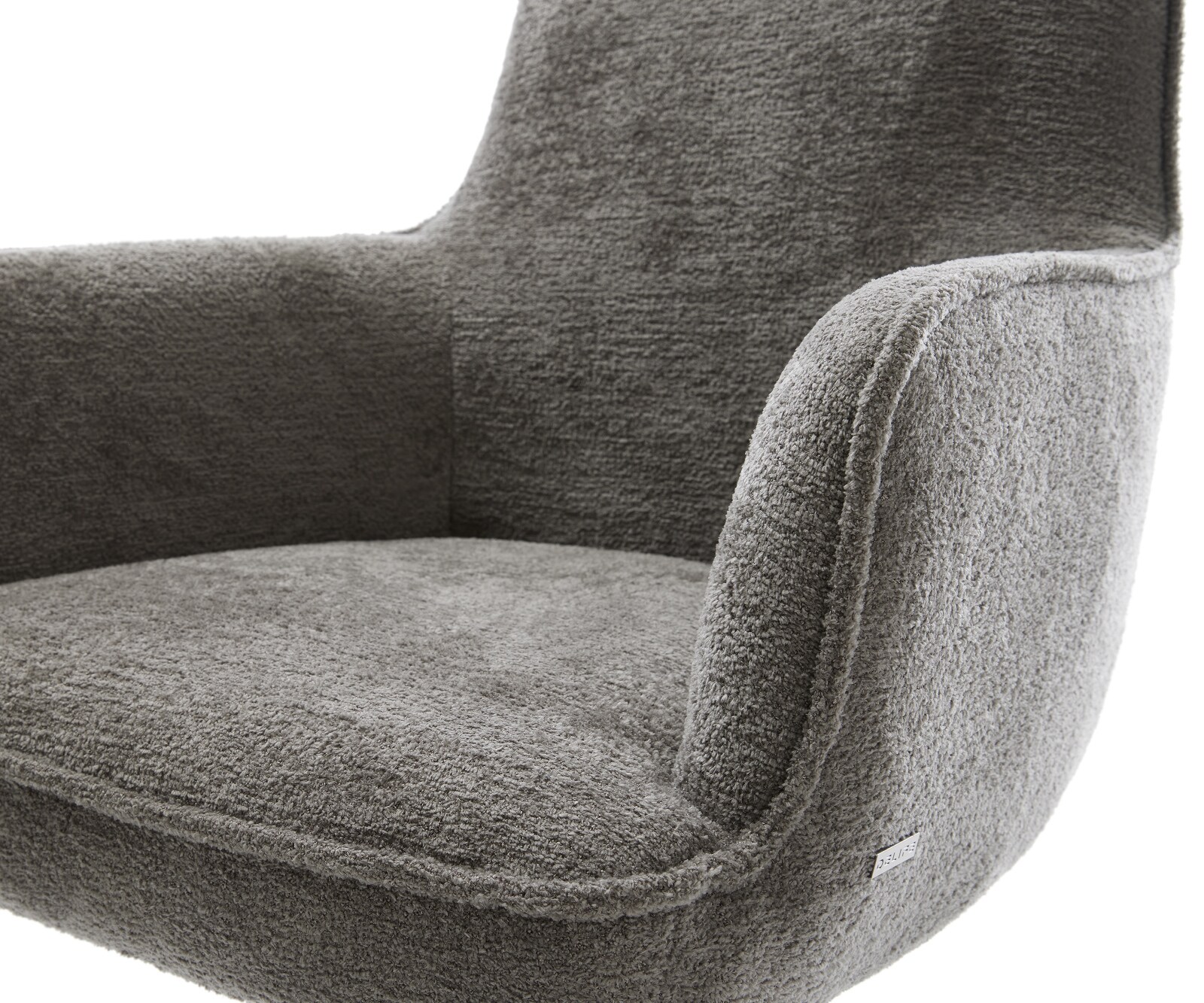 Freischwinger Heira-Flex mit Armlehnen Bouclé Soft Schlamm Freischwinger flach Edelstahl Taschenfederkern 3