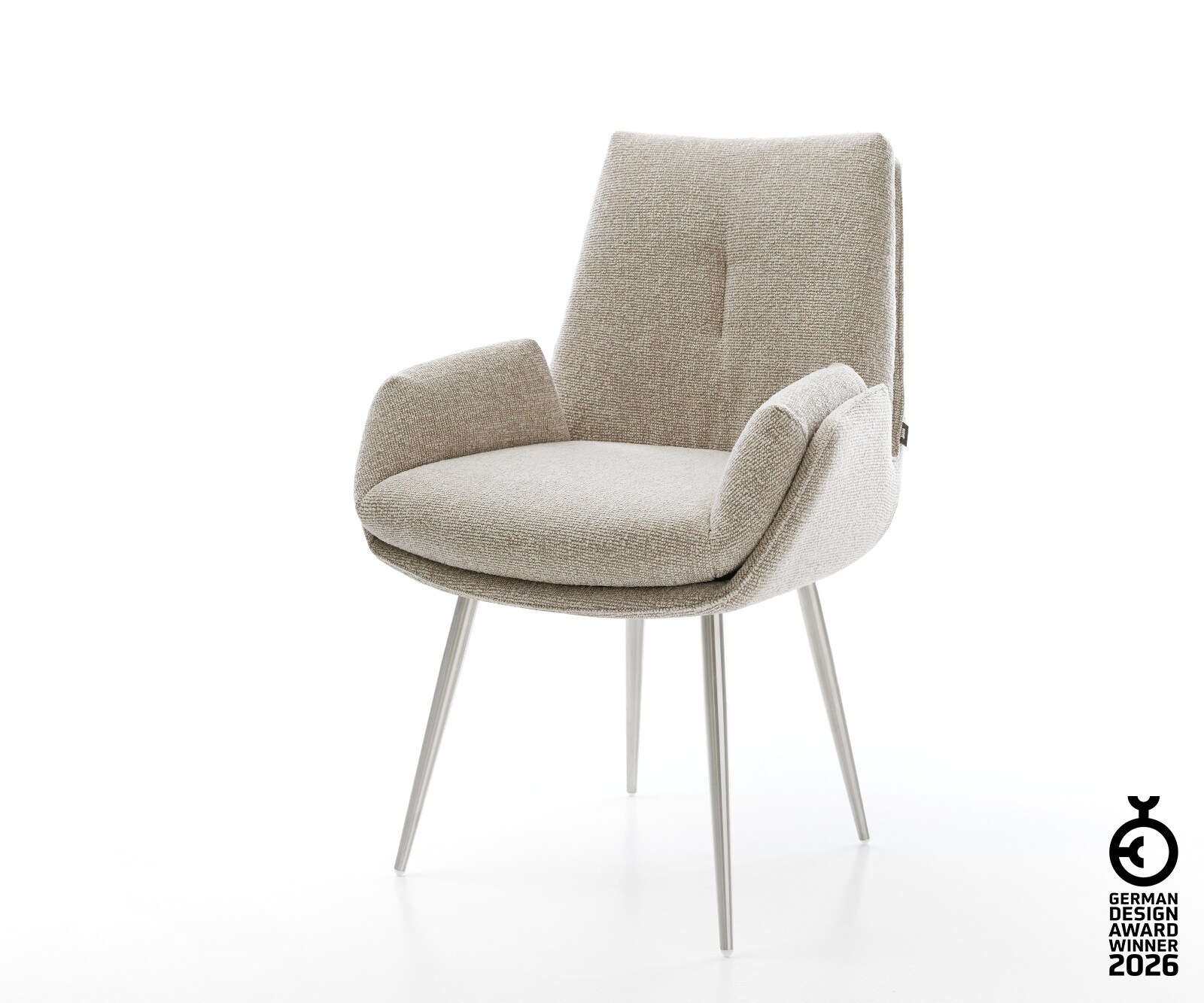 Esszimmerstuhl Clea-Flex Webstoff Soft Beige 4-Fuß konisch Edelstahl günstig online kaufen