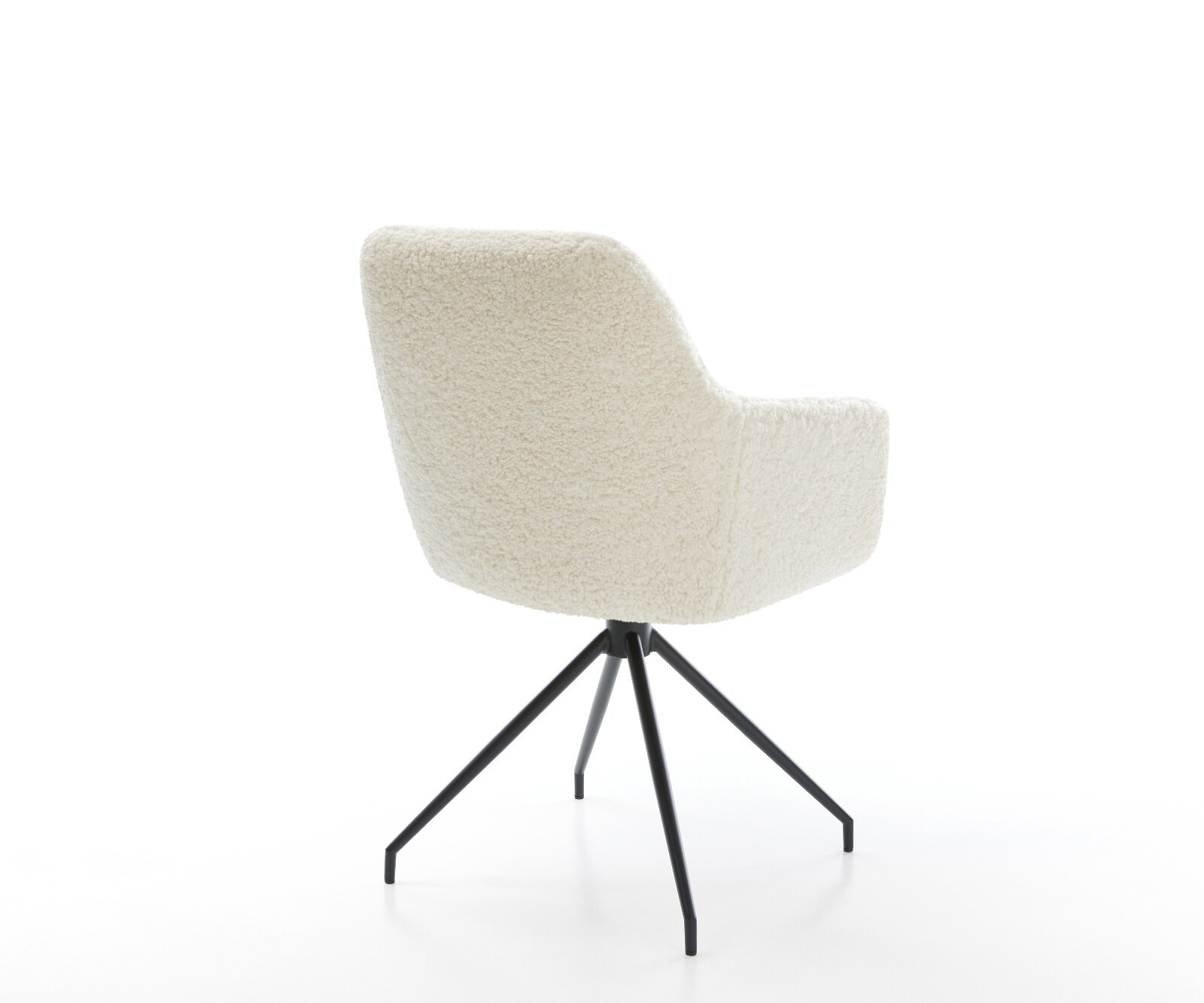 Esszimmerstuhl Pejo-Flex Teddystoff Beige Kreuzgestell konisch Schwarz Taschenfederkern 4