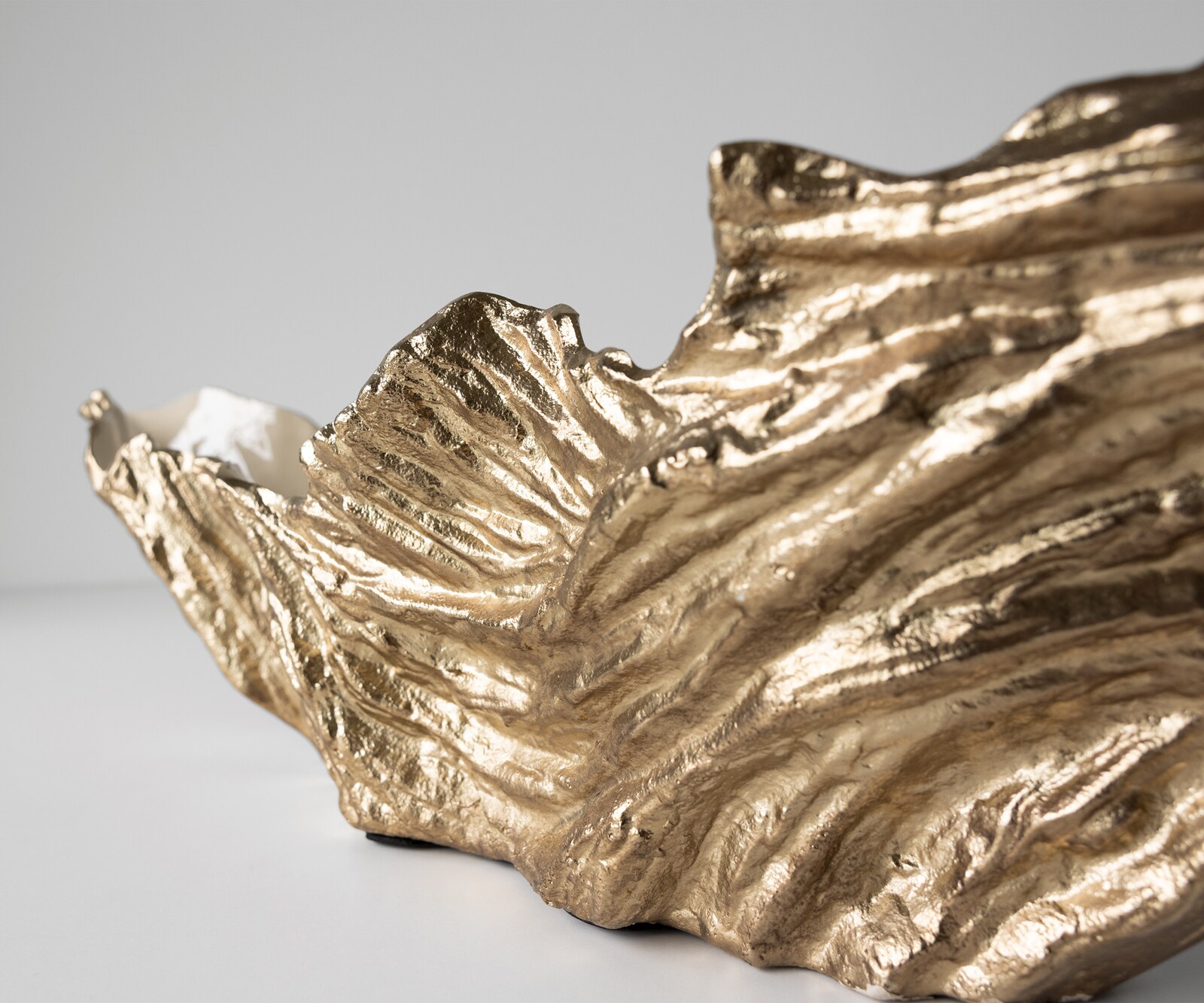 Schale Maris B78 x T24 x H38 cm Aluminium Champagner Ivory Handgemacht 2