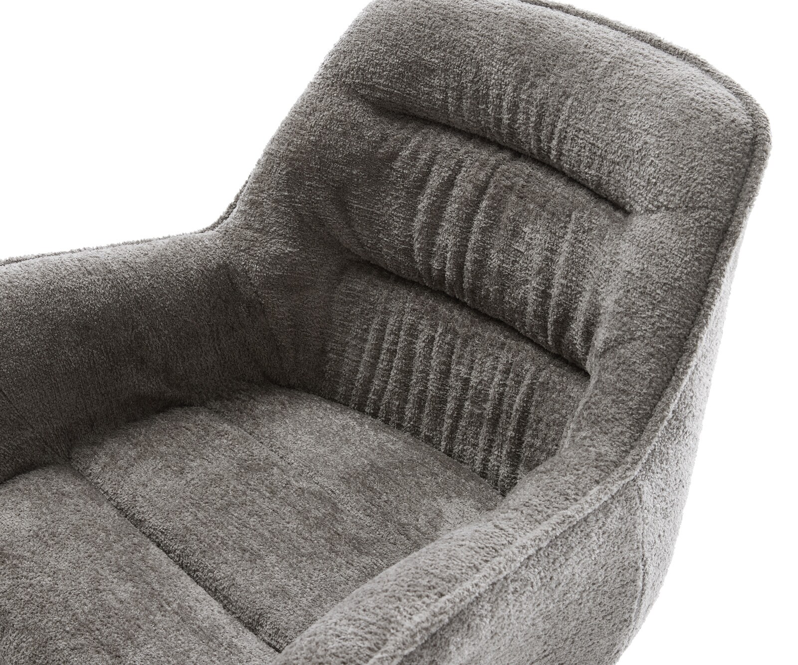 Drehstuhl Kaira-Flex Bouclé Soft Schlamm Holzgestell kantig Natur 180° drehbar 4