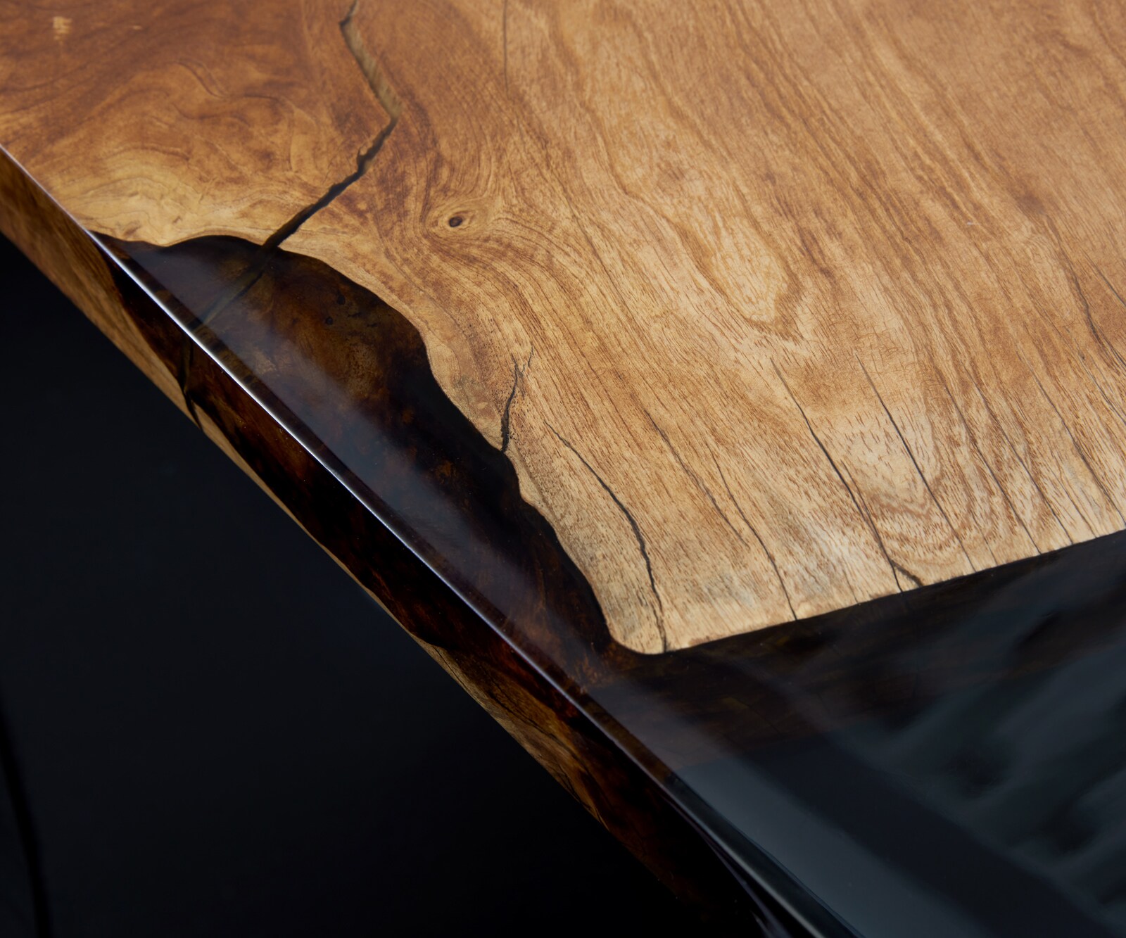 Tischplatte Esche Pimentiert Geölt 200 cm Epoxid Unikat Nr. 34314 4