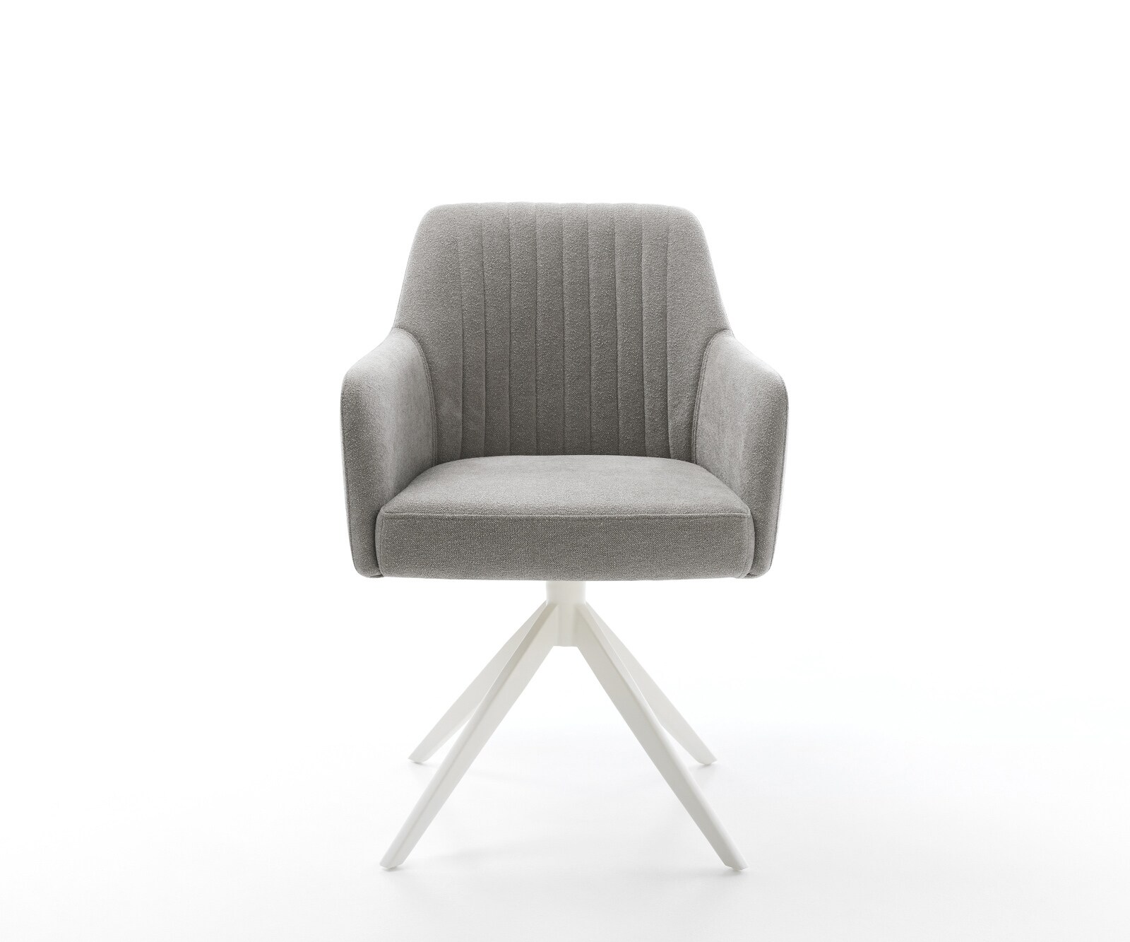 Drehstuhl Greg-Flex Strukturstoff Soft Grau Kreuzgestell breit Weiß 360° drehbar Wippfunktion Taschenfederkern 2