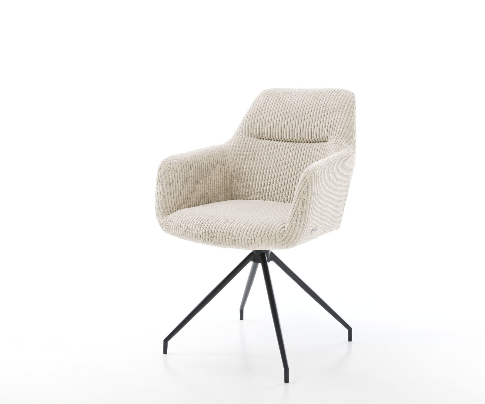 Esszimmerstuhl Pejo-Flex Cord Beige Kreuzgestell konisch Schwarz Taschenfederkern