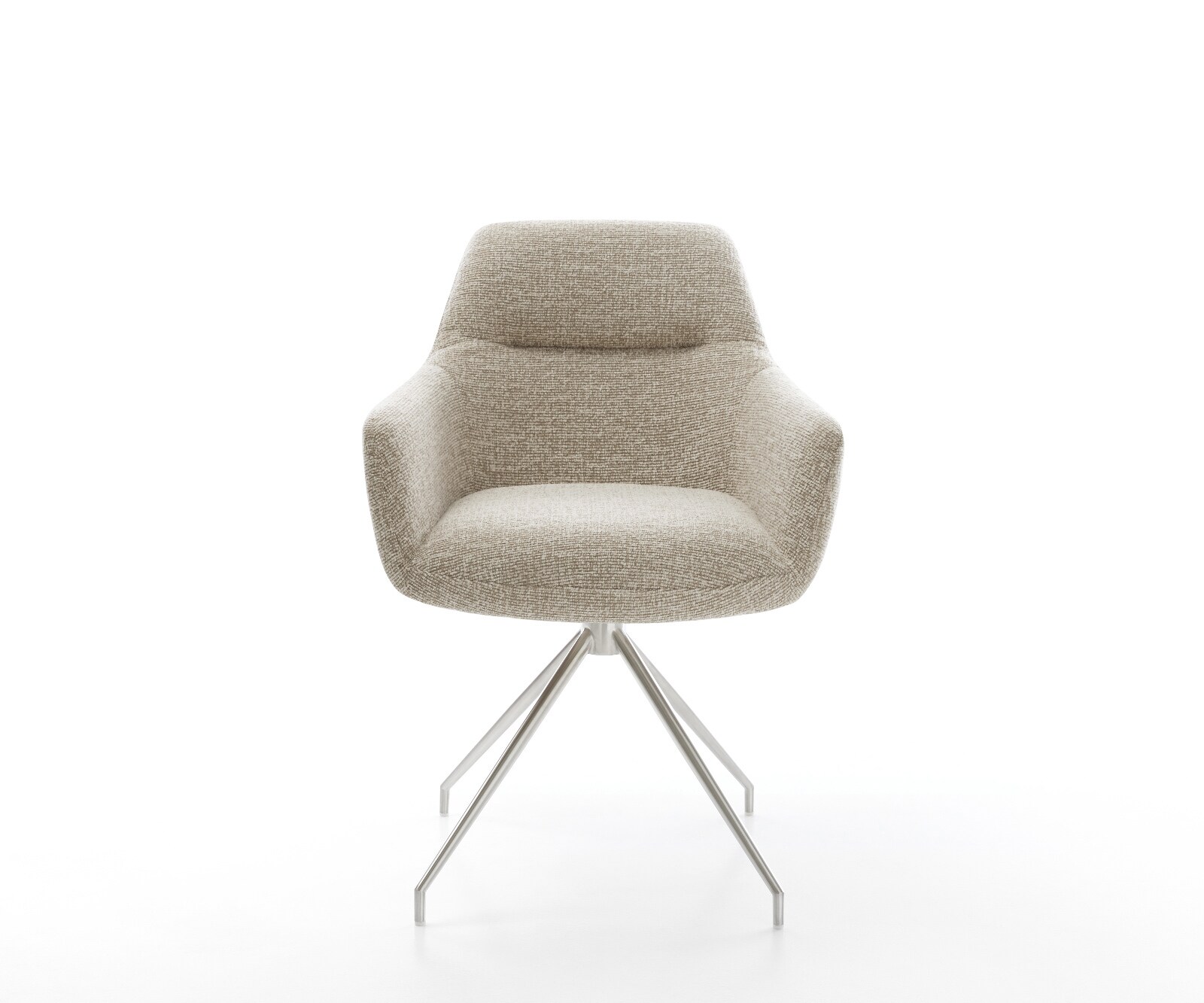Esszimmerstuhl Pejo-Flex Webstoff Soft Beige Kreuzgestell konisch Edelstahl Taschenfederkern 1