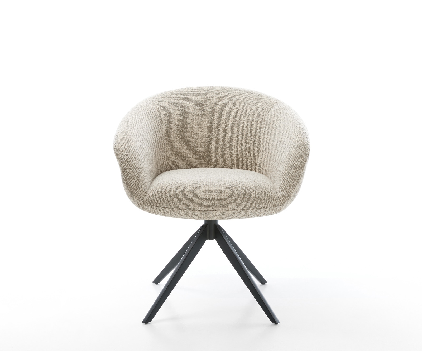 Drehstuhl Vinka-Flex mit Armlehnen Webstoff Soft Beige Kreuzgestell breit Schwarz 360° drehbar Wippfunktion Taschenfederkern 1