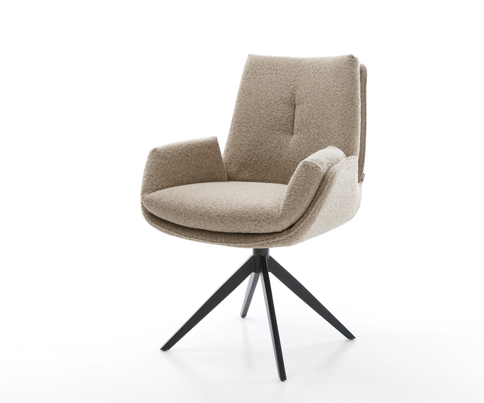 Drehstuhl Clea-Flex Bouclé Schlamm Kreuzgestell breit Schwarz 360° drehbar Wippfunktion