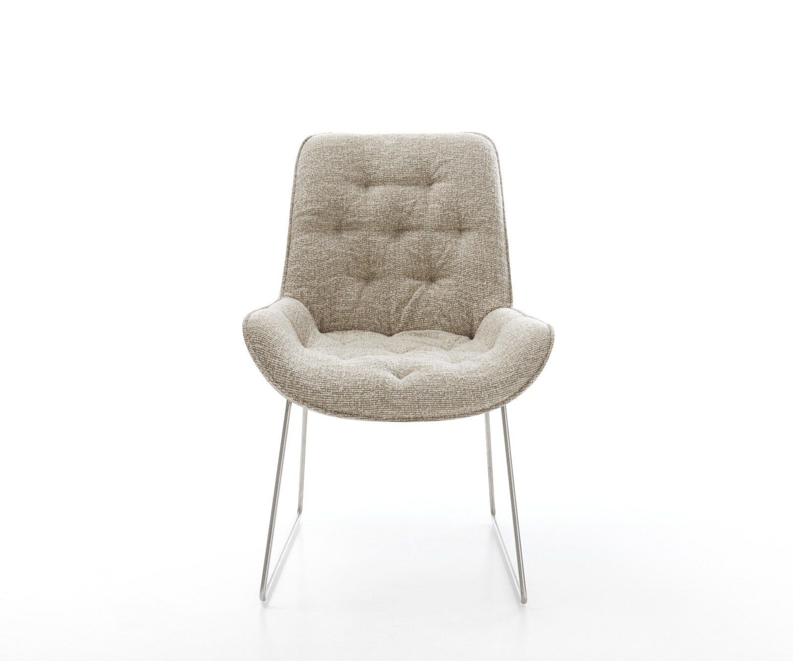 Esszimmerstuhl Taimi-Flex Webstoff Soft Beige Kufengestell Edelstahl 1