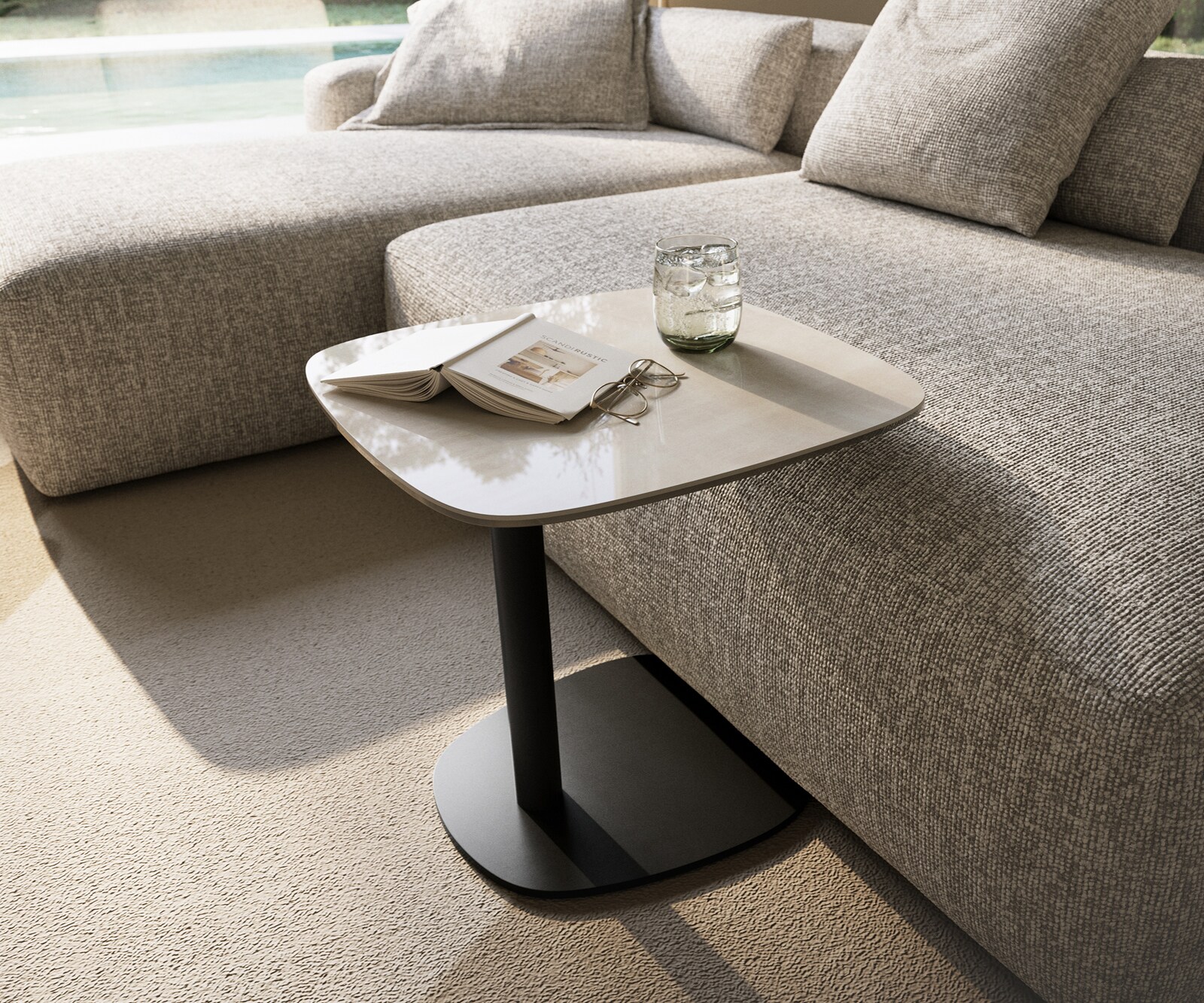 Beistelltisch Edge Boot 50x50 cm Keramik Onyx Champagne Eleny Metall Schwarz 2