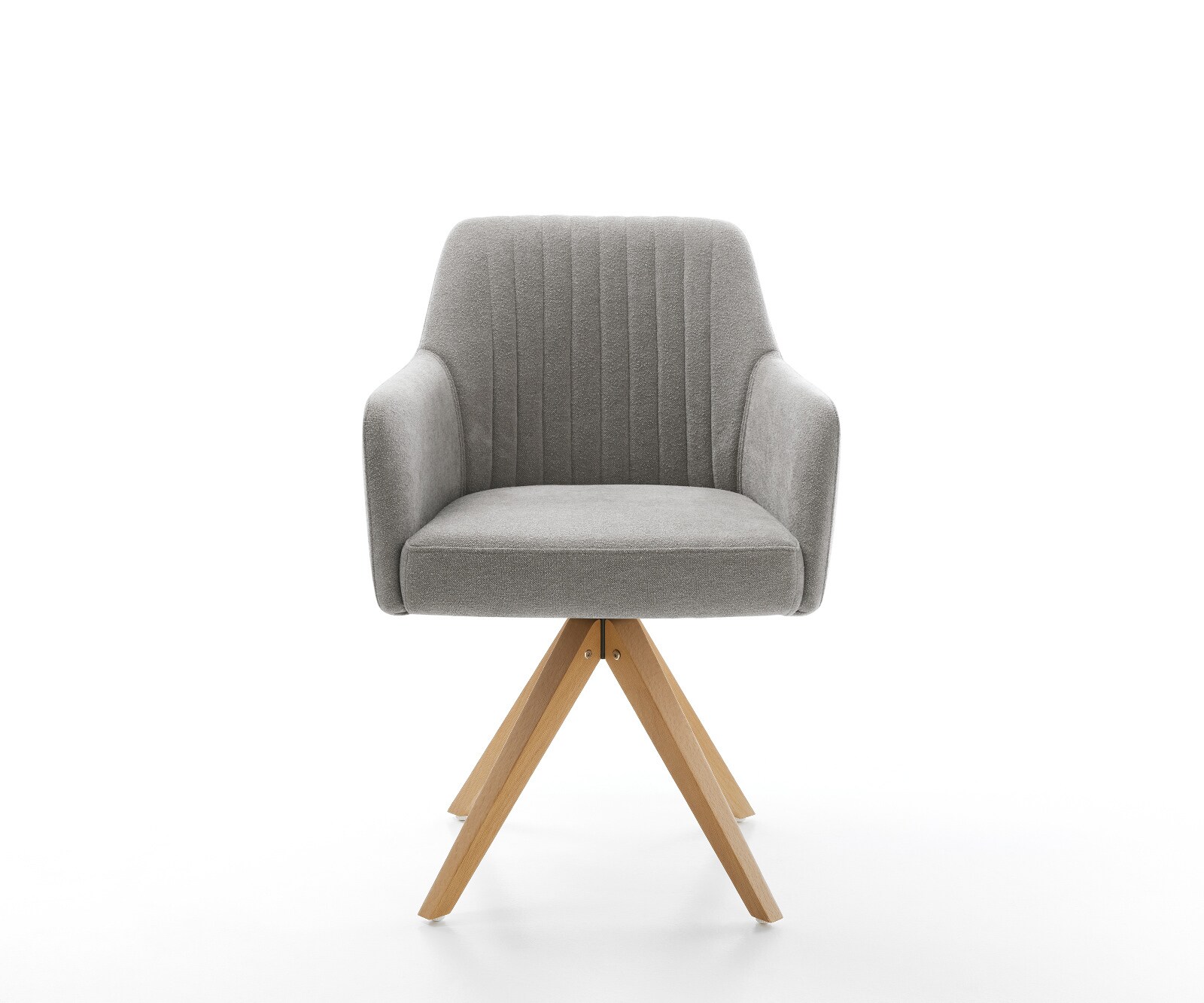 Drehstuhl Greg-Flex Strukturstoff Soft Grau Holzgestell kantig Natur 360° drehbar Taschenfederkern 1