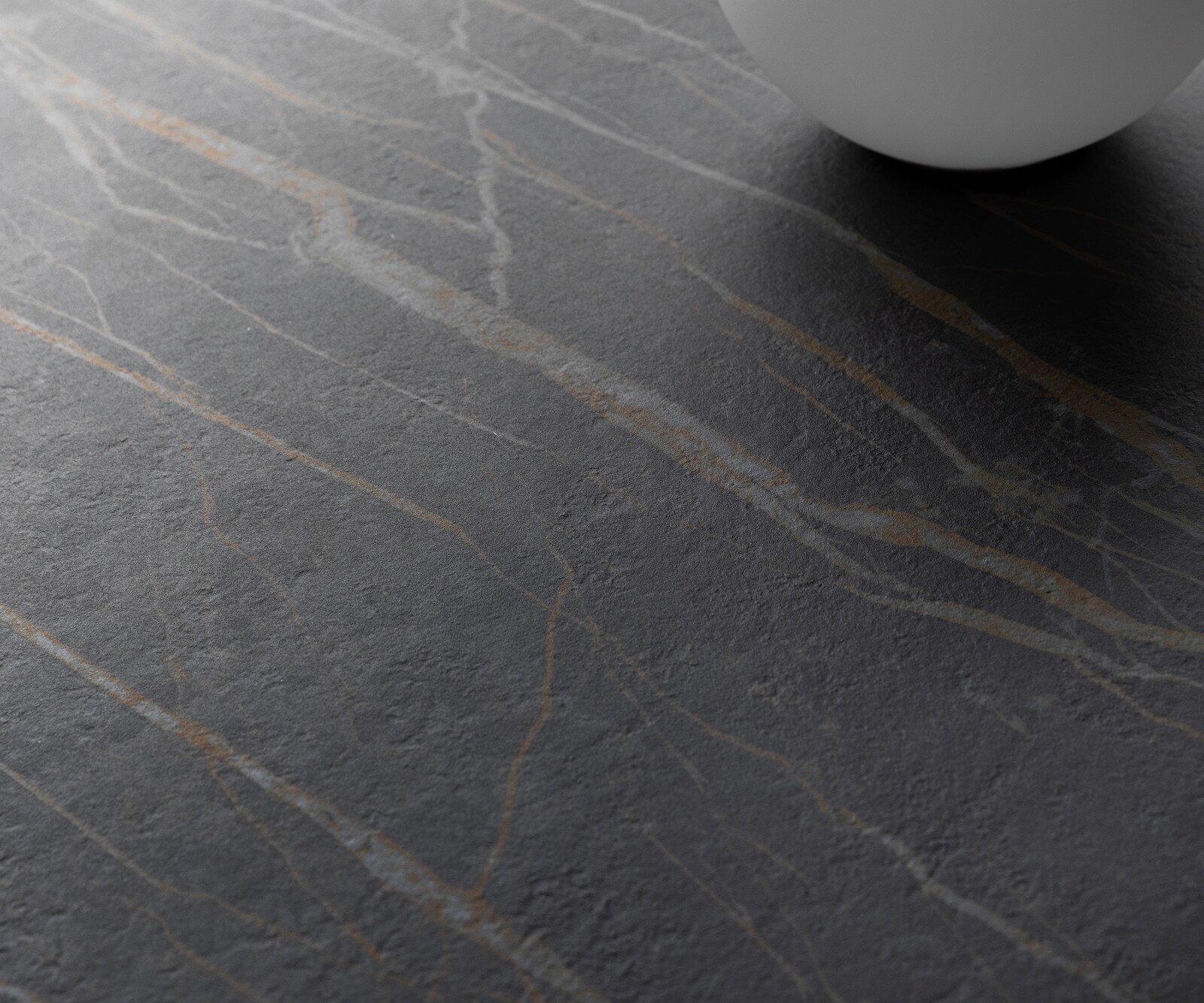 Couchtisch Edge Rund 100x100 cm Keramik Laminam® Noir Desir Braun Conis Metallic Silber 5