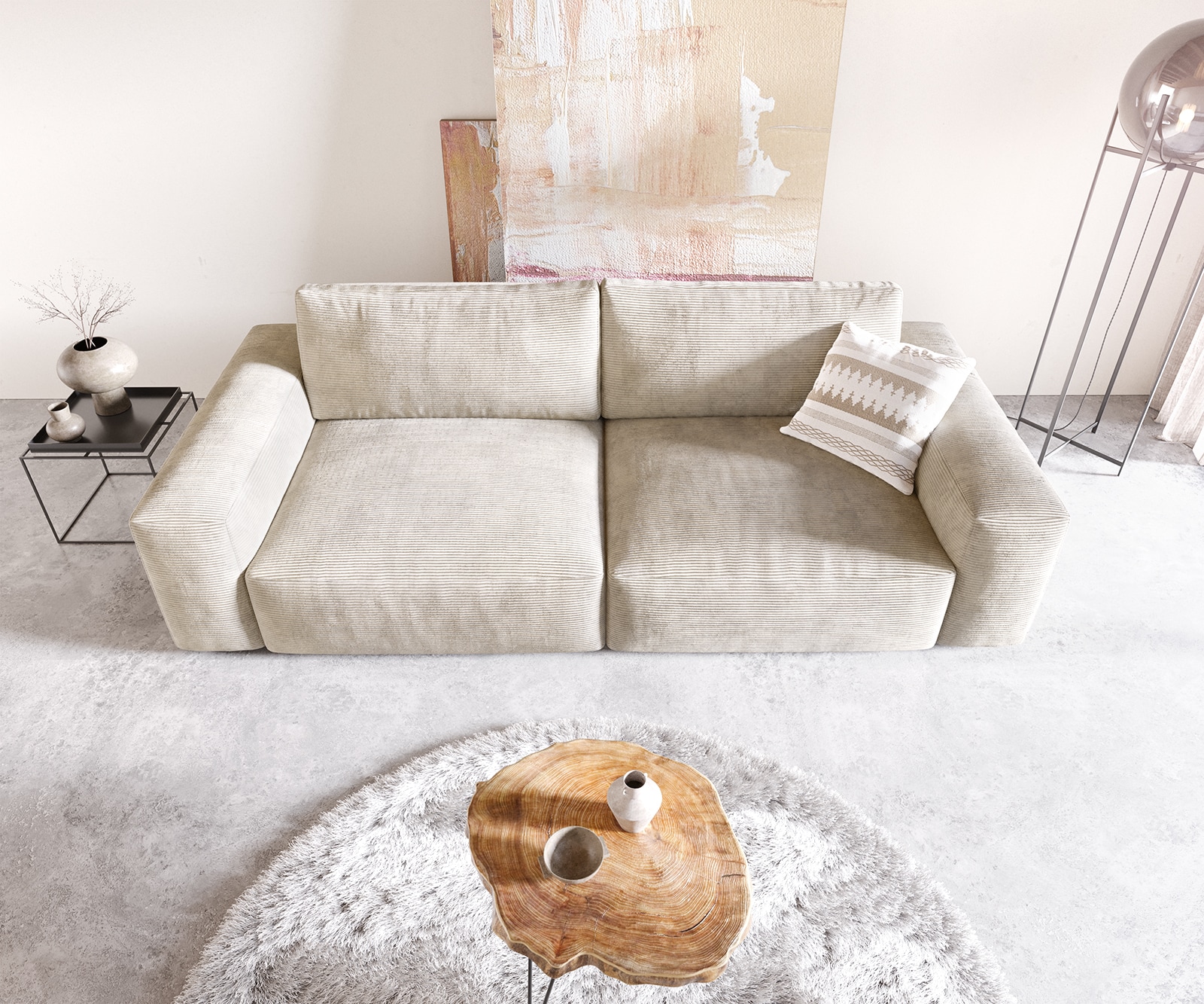 Big-Sofa Lanzo XL 270x130 cm Cord Beige 3 Big-Sofa Lanzo XL 270x130 cm Cord Beige 3