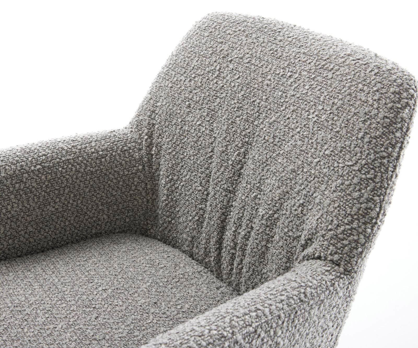 Drehstuhl Xana-Flex mit Armlehnen Bouclé Silbergrau Kreuzgestell breit Effektfinish Titan 360° drehbar Taschenfederkern 3