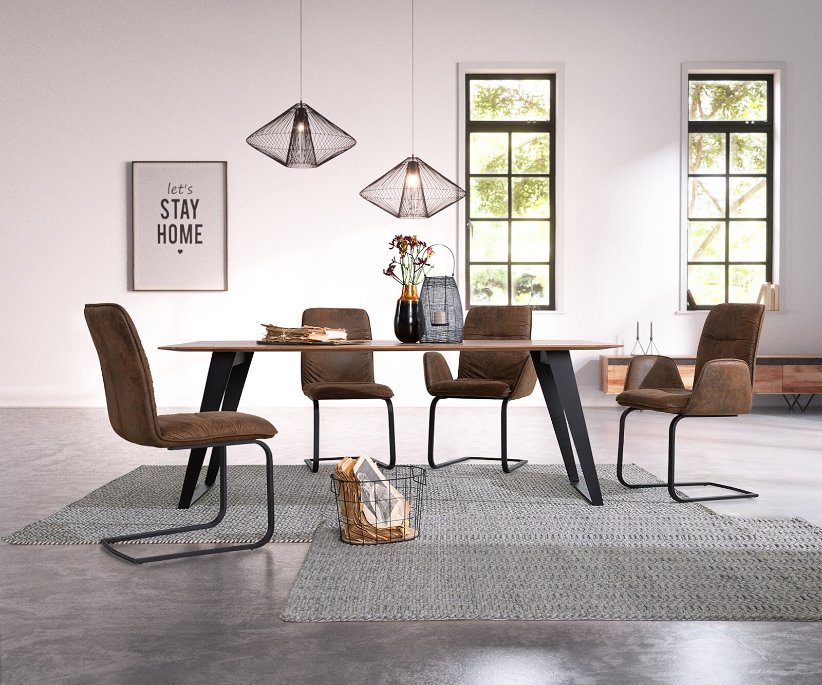 Esstisch Edge 200x100 Akazie Natur Metall Schräg Schweizer Kante 1