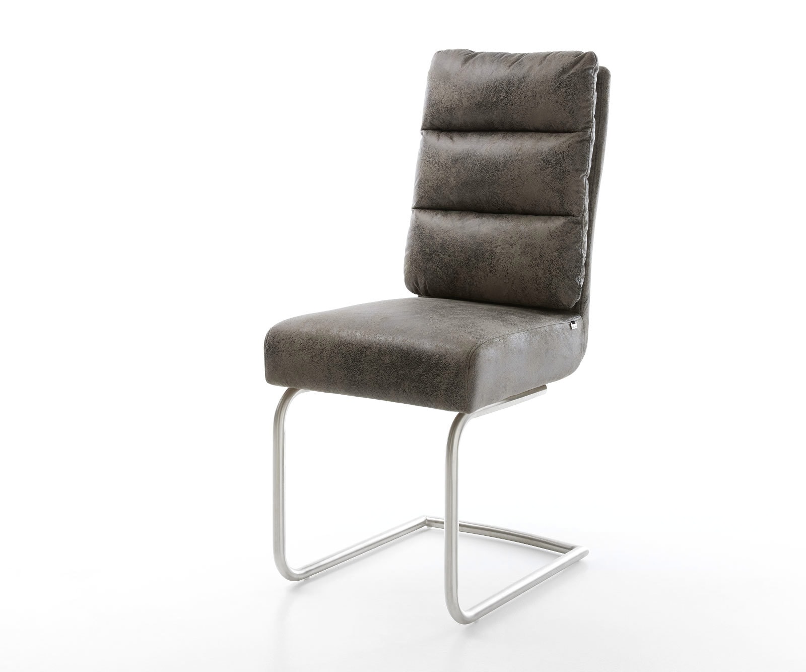 Freischwinger Pela-Flex Mikrofaser Grau Antik Freischwinger rund Edelstahl Taschenfederkern Freischwinger Pela-Flex Mikrofaser Grau Antik Freischwinger rund Edelstahl Taschenfederkern