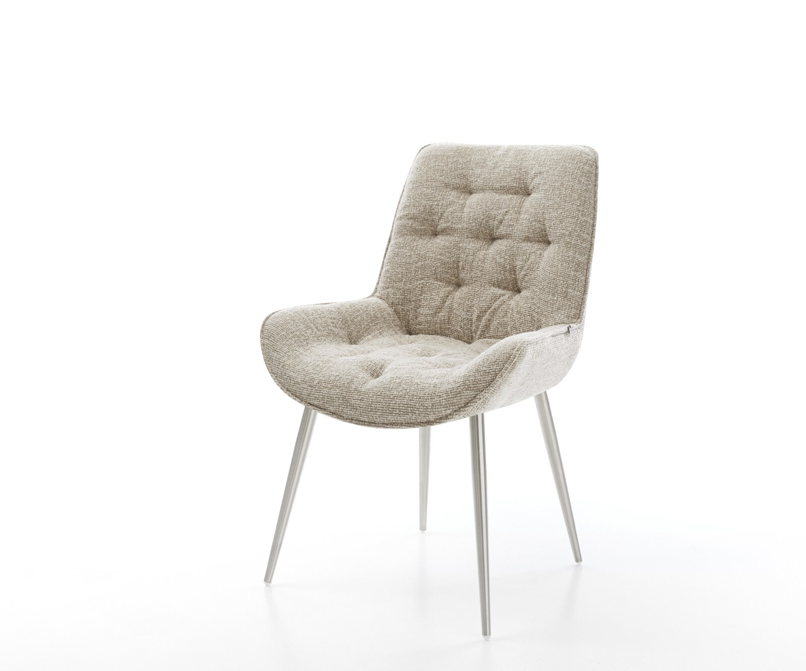 Esszimmerstuhl Taimi-Flex Webstoff Soft Beige 4-Fuß konisch Edelstahl günstig online kaufen