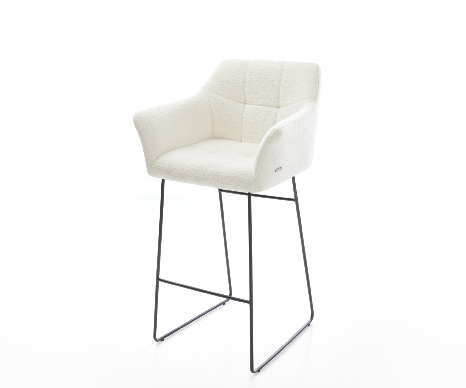 Barstuhl Yulo-Flex Bouclé Soft Beige Kufengestell Metall Schwarz 1