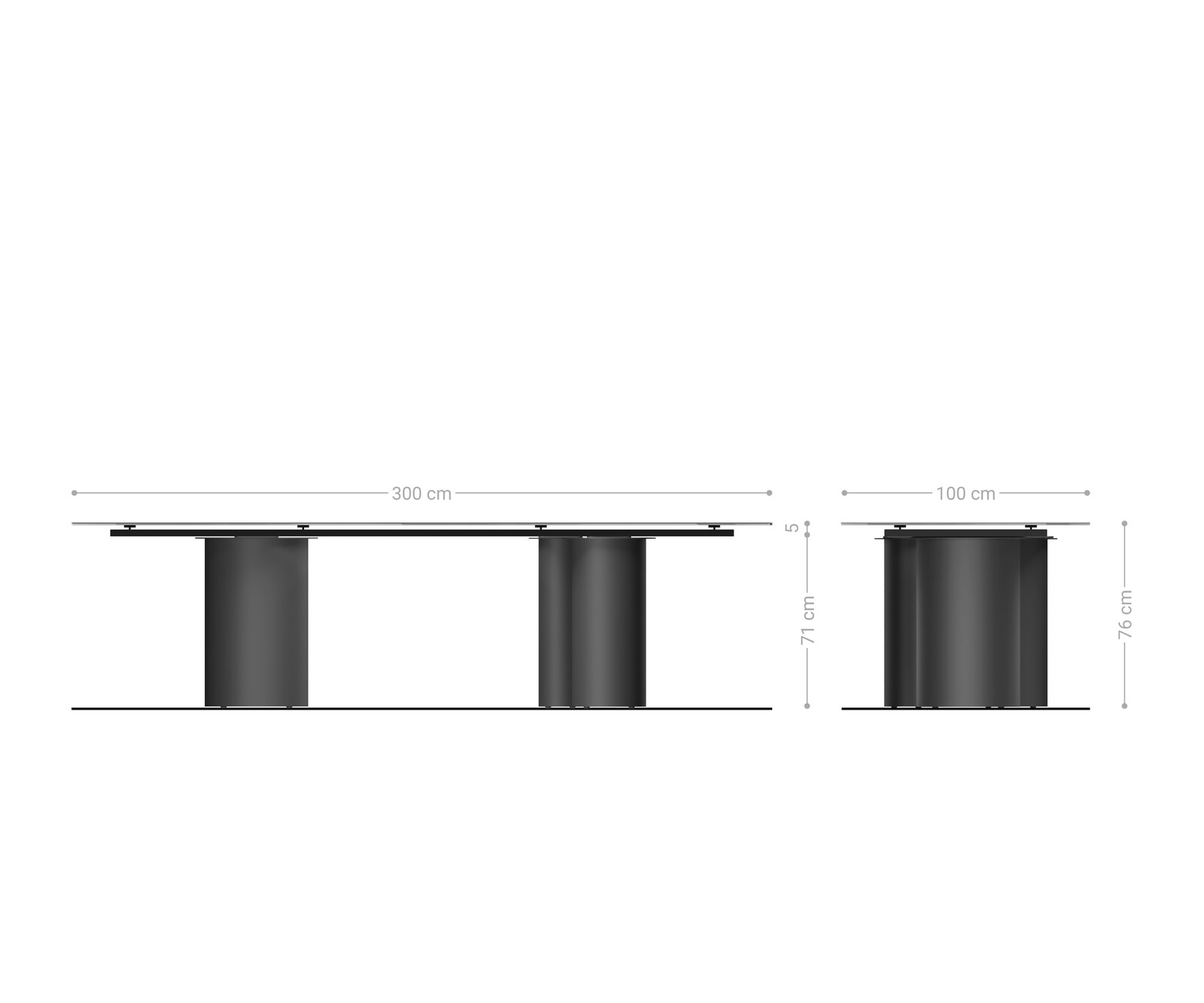 Esstisch Edge 300x100 Keramik Laminam® Emperador Extra Lucidato Dunkelbraun Pilier Metall Effektfinish Titan 7