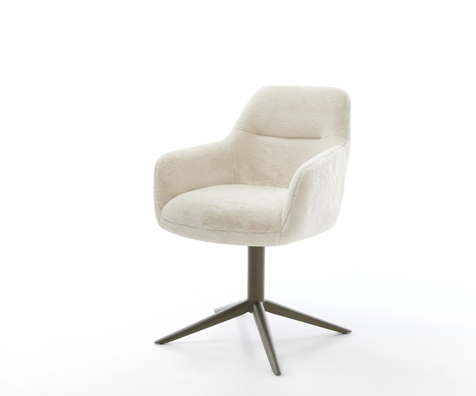 Drehstuhl Pejo-Flex Plüsch Creme-Weiß Fußkreuz Effektfinish Titan 360° dreh günstig online kaufen