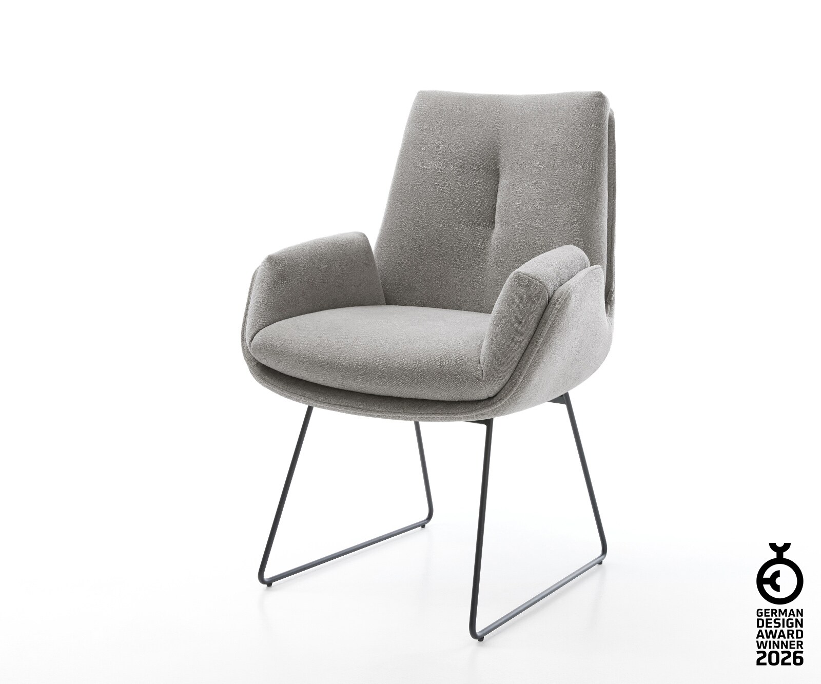 Esszimmerstuhl Clea-Flex Strukturstoff Soft Grau Kufengestell Schwarz günstig online kaufen