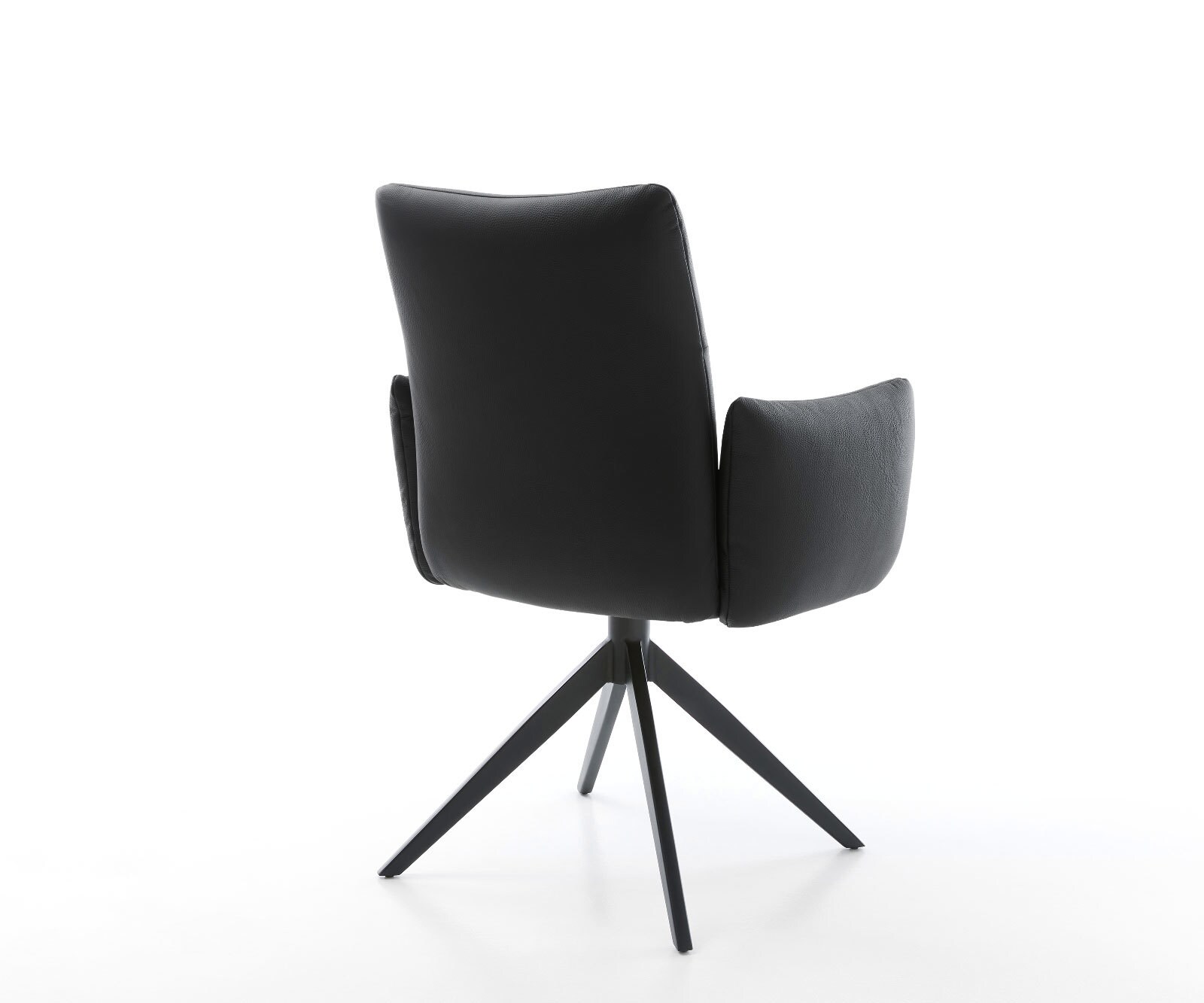 Drehstuhl Jova-Flex mit Armlehnen Echt-Leder Schwarz Kreuzgestell breit Schwarz 360° drehbar Wippfunktion Taschenfederkern 5