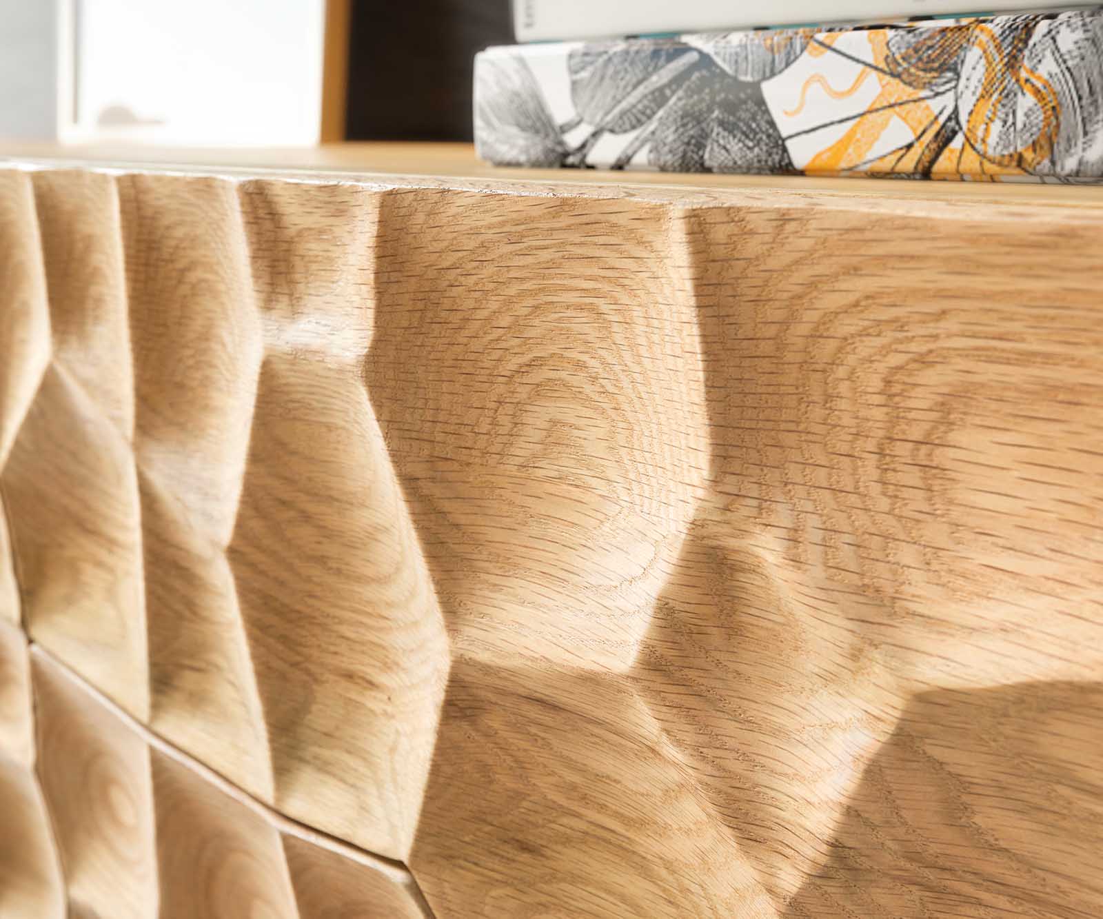 Lowboard Solu 220 cm Eiche Natur 2 Türen 4 Schübe schwebend 3D-Front 7