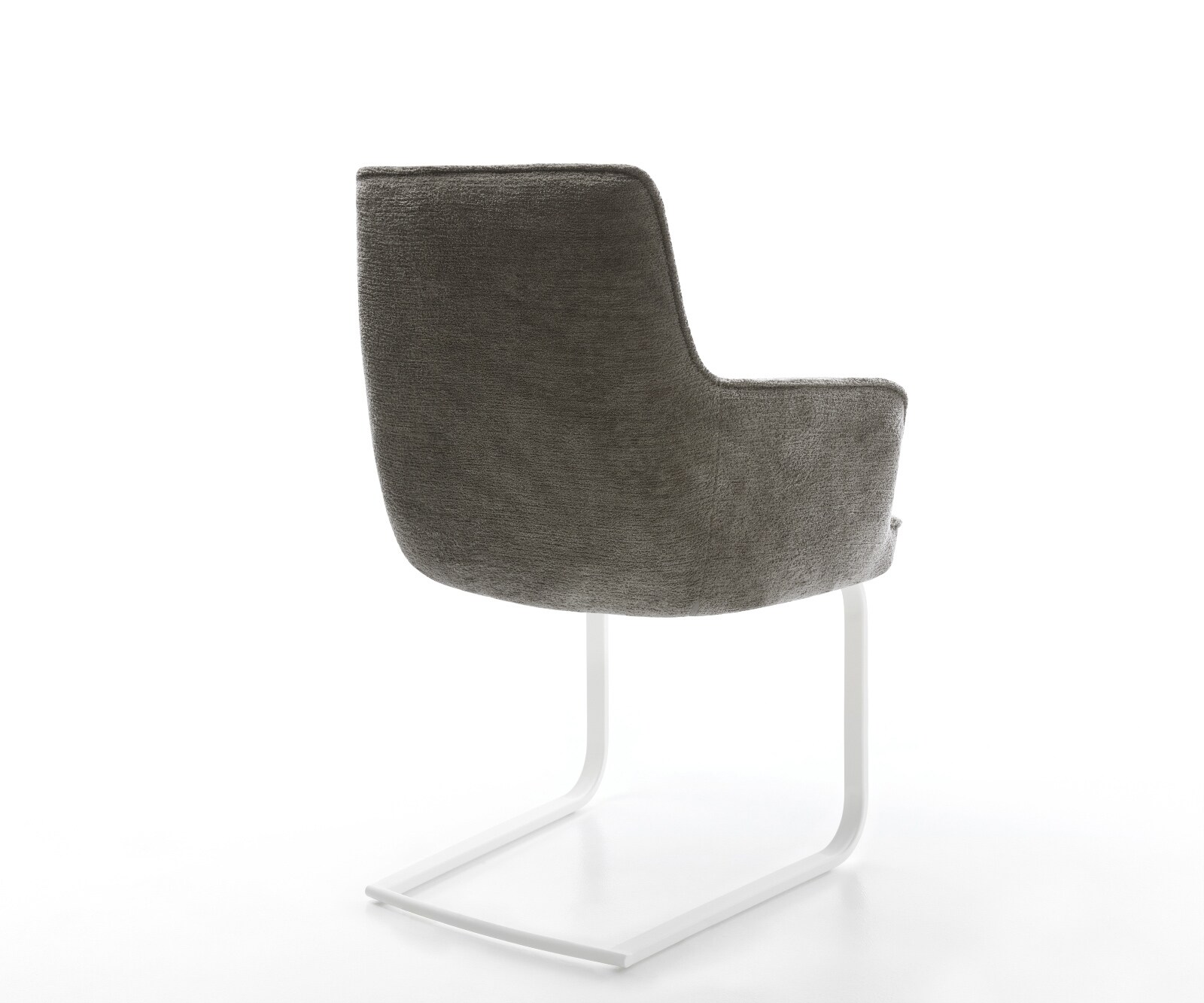 Freischwinger Heira-Flex mit Armlehnen Bouclé Soft Schlamm Freischwinger flach Weiß Taschenfederkern 4