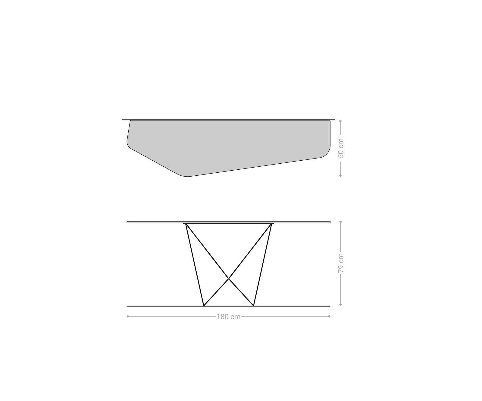 Konsolentisch Edge Polygonal 180x50 cm Keramik Laminam® Travertino Bianco Creme-Weiß Spios Metall Effektfinish Titan 8