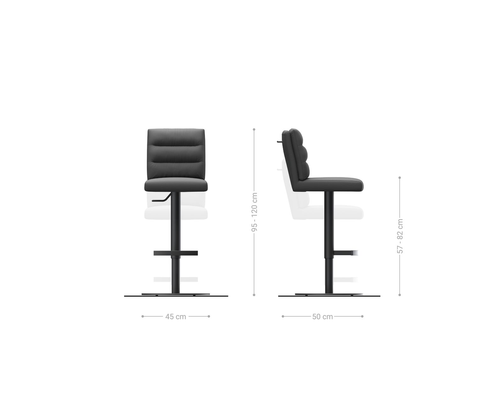 Barstuhl Pela-Flex Vintage Anthrazit Drehfuß höhenverstellbar Edelstahl 6
