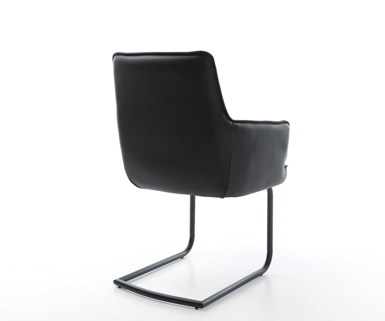 Freischwinger Heira-Flex mit Armlehnen Echt-Leder Schwarz Freischwinger rund Schwarz Taschenfederkern 5