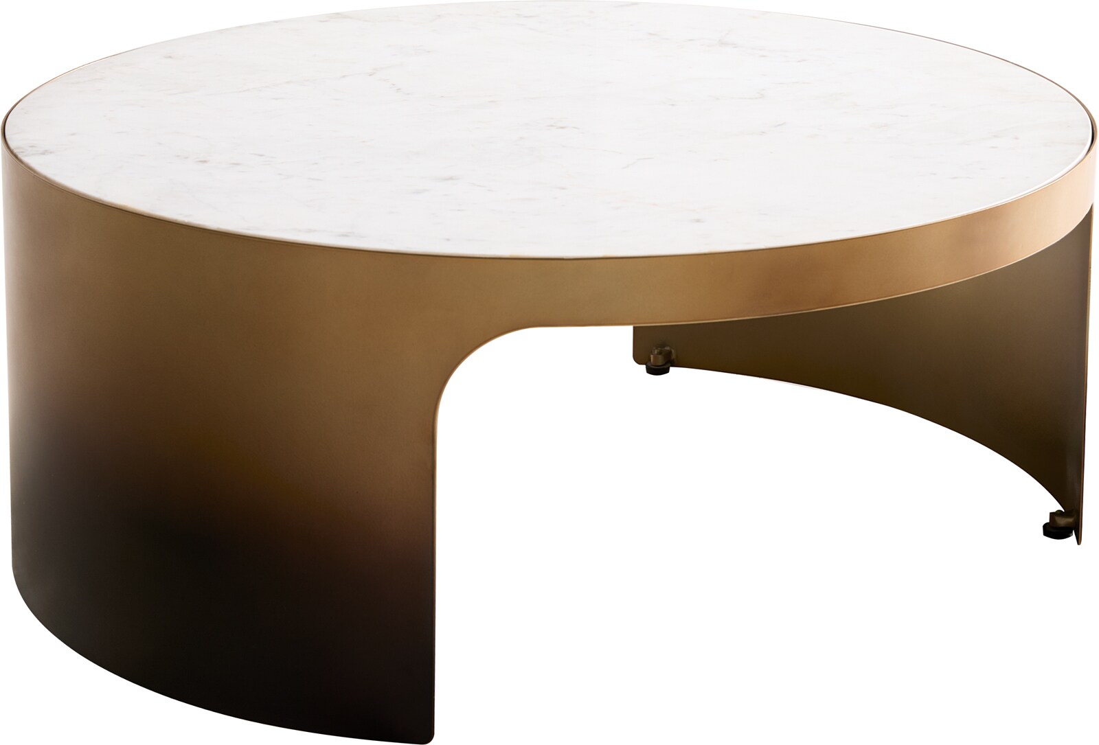 Couchtisch Alerio 90x90 cm Marmor Weiß Metall Gold Ombre